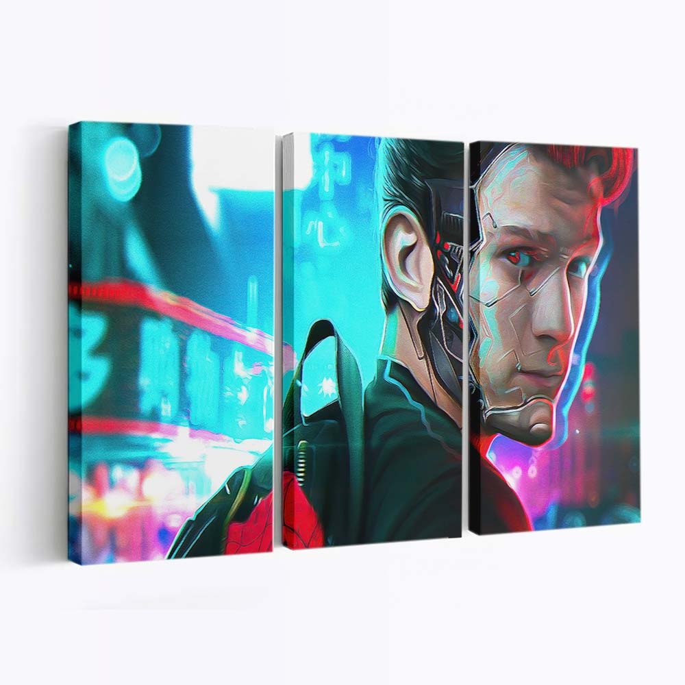 Tom Holland im Cyberpunk Stil Leinwandbild - Wanddeko