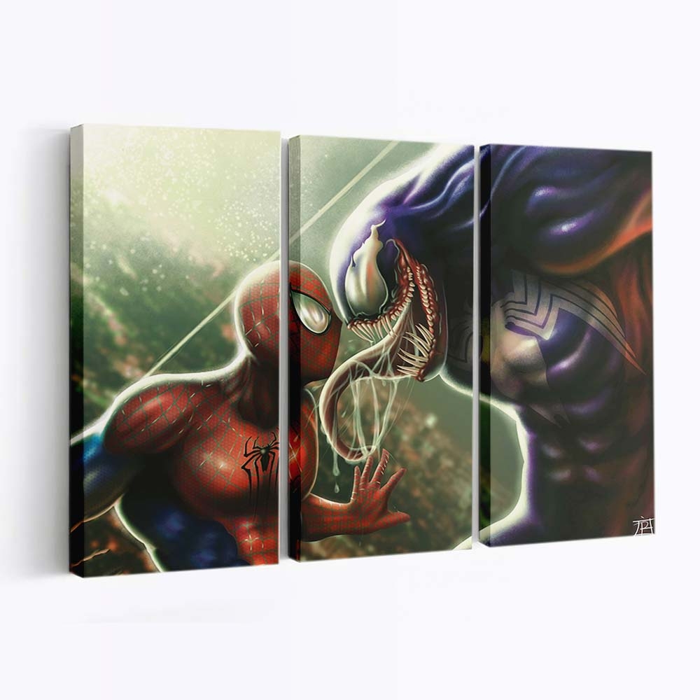 Venom und Spider Man 2 Leinwandbild - Wanddeko