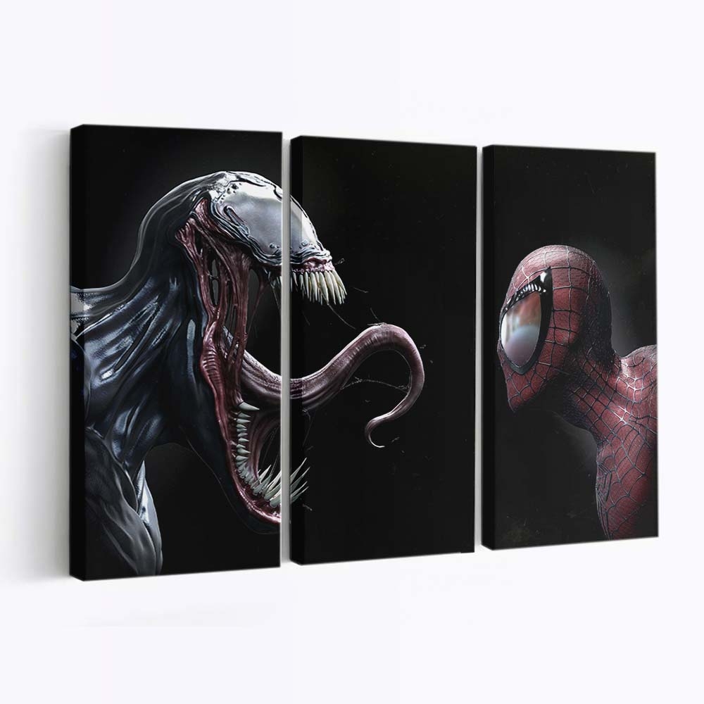 Venom und Spider Man im Duell Leinwandbild - Wanddeko