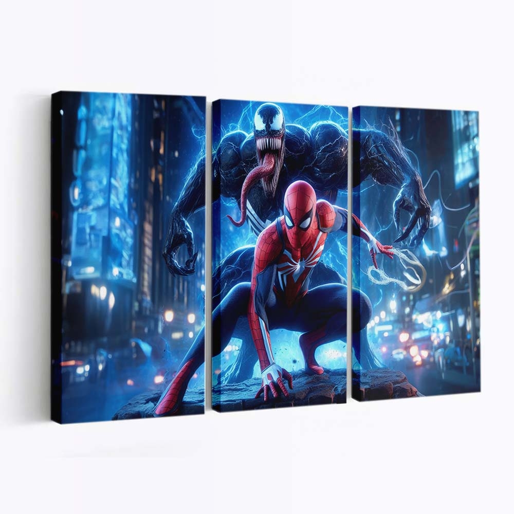 Venom gegen Spider Man Final Stand Leinwandbild - Wanddeko