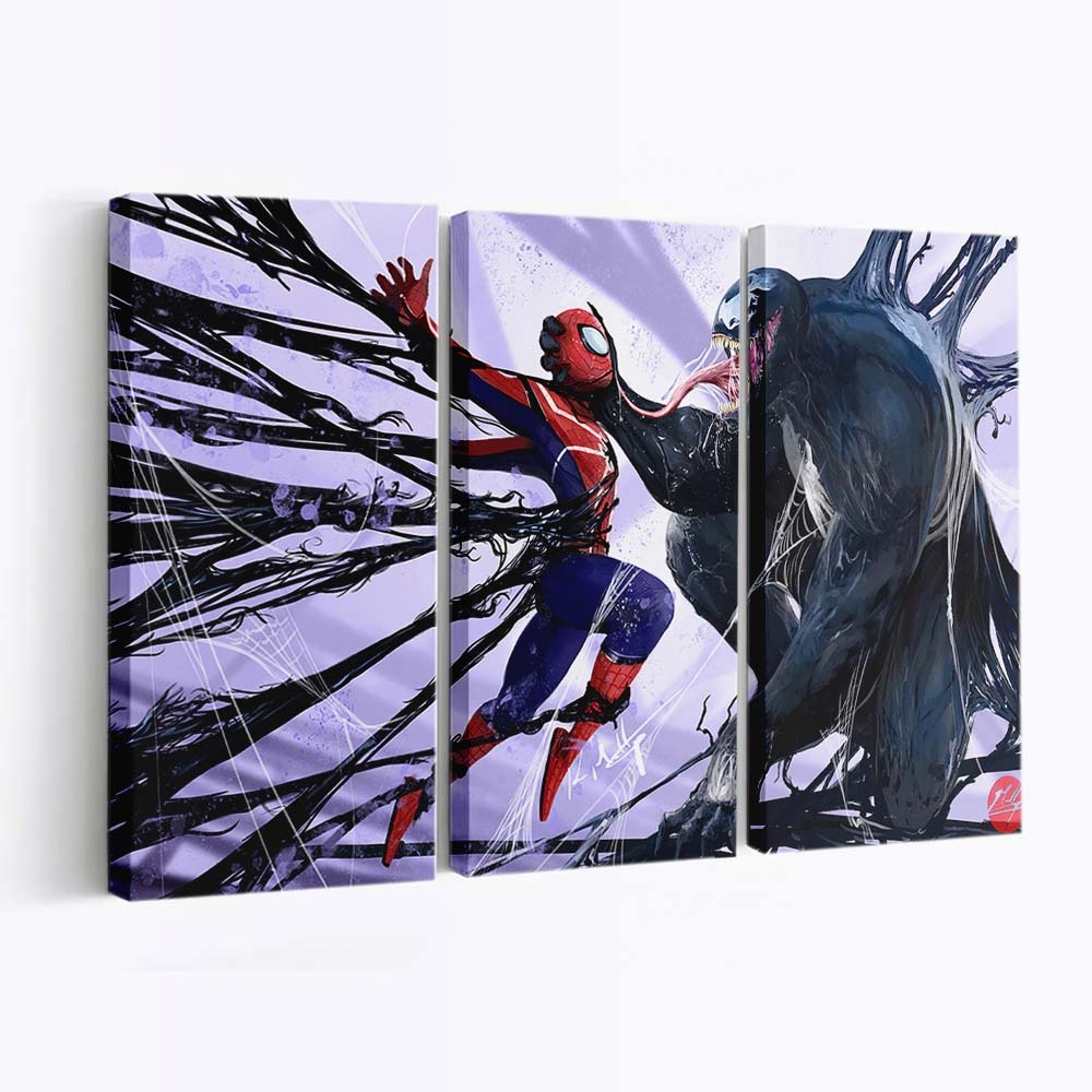 Venom gegen Spider Man 2 Leinwandbild - Wanddeko