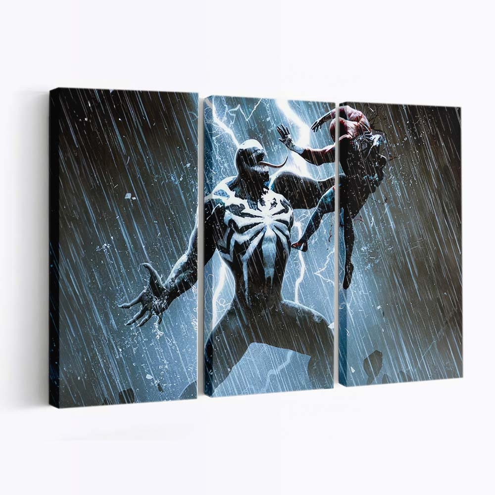 Venom gegen Spider Man Showdown Leinwandbild - Wanddeko