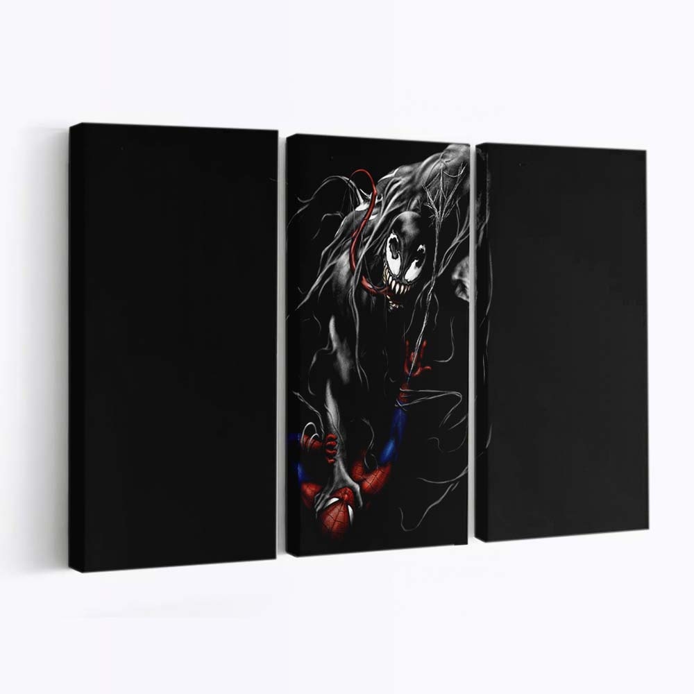 Venom gegen Spider Man 3 Leinwandbild - Wanddeko
