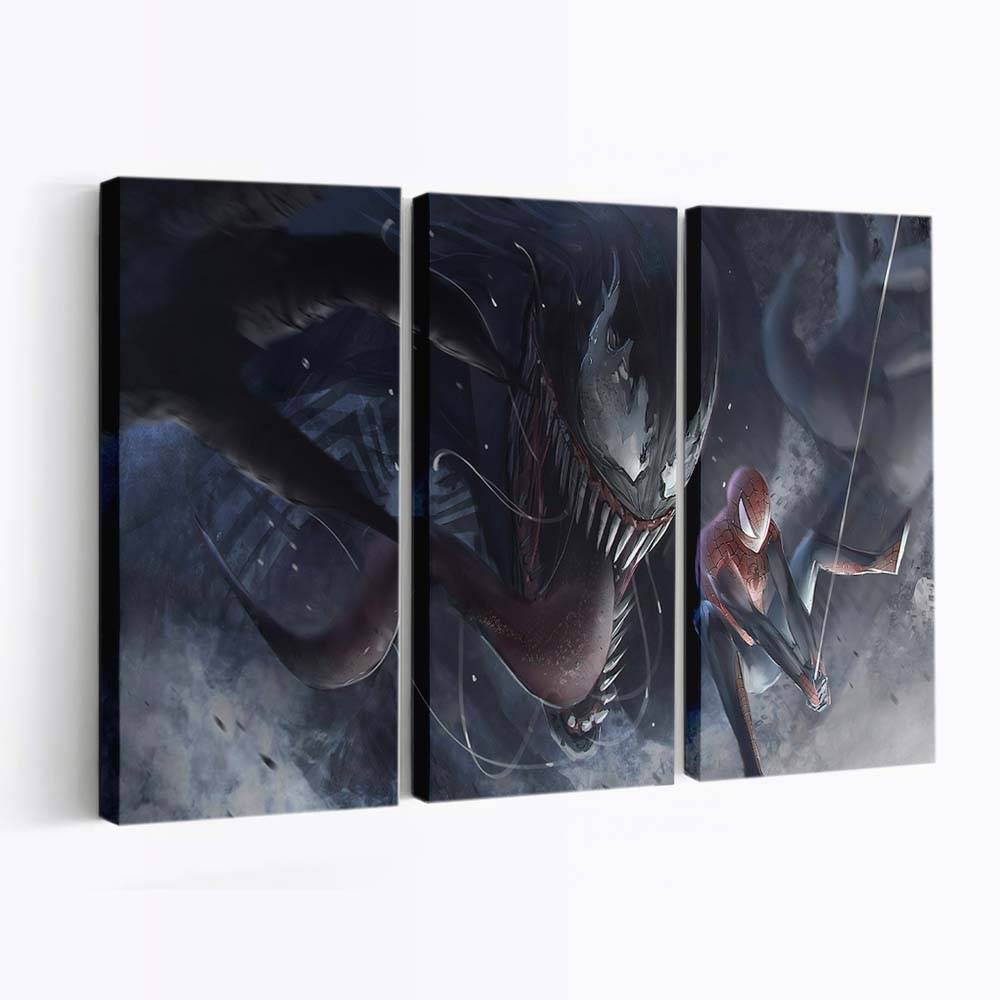 Venom gegen Spidery Leinwandbild - Wanddeko