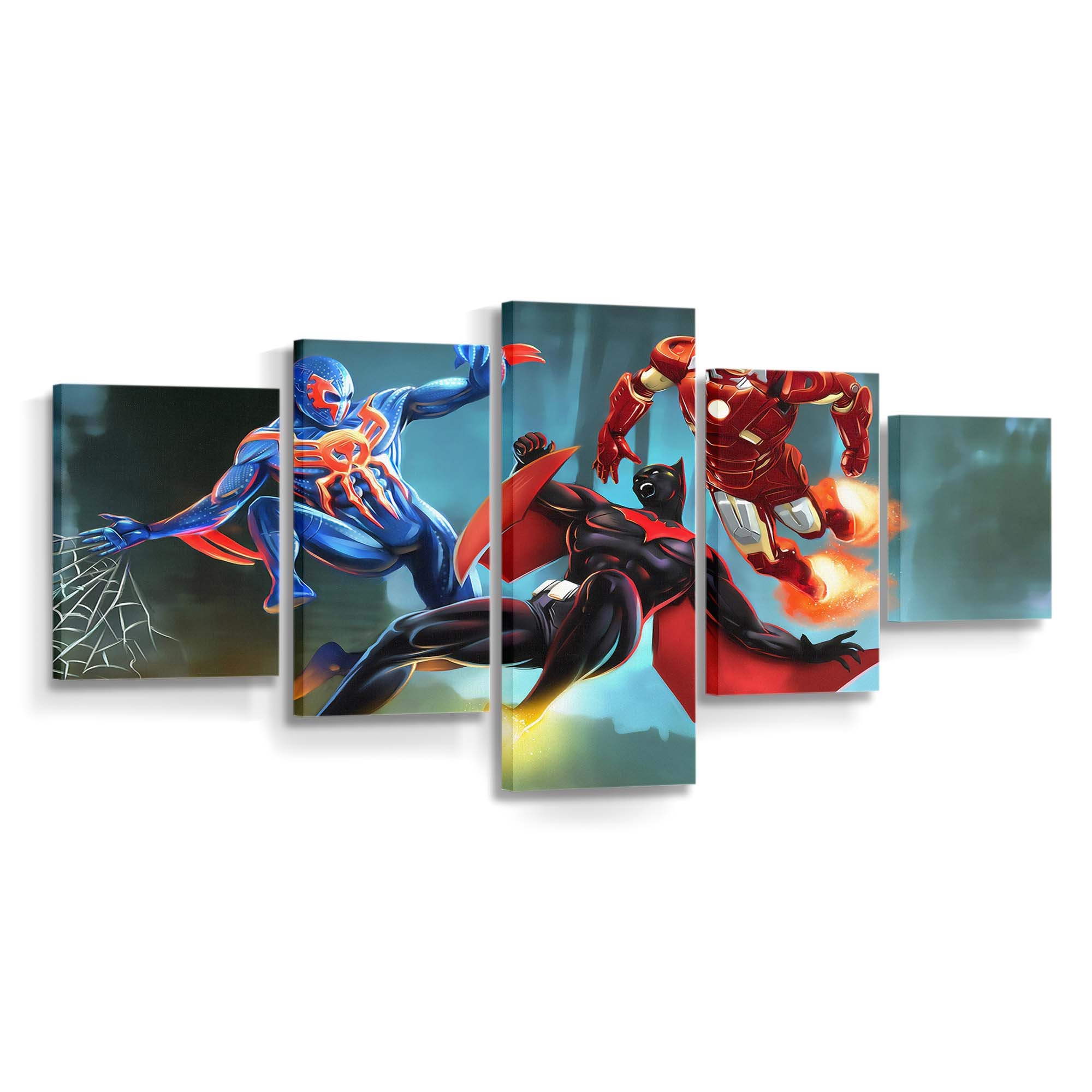 Batman Beyond Spider Man 2099 Iron Man Leinwandbild - Wanddeko Spider-Man Leinwandbild