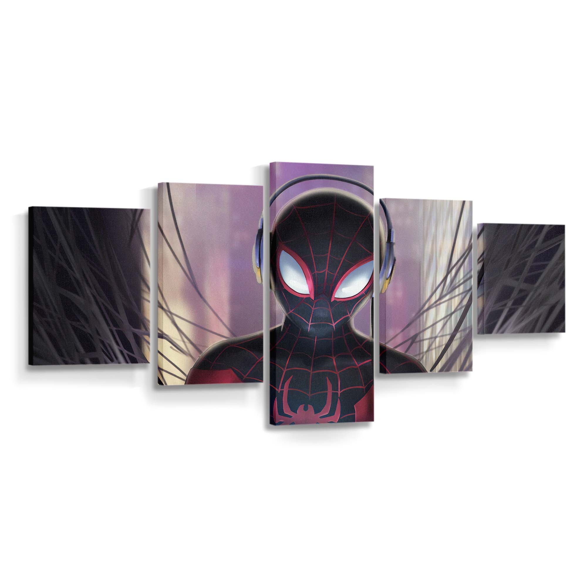 Miles hört Musik Leinwandbild - Wanddeko Spider-Man Leinwandbild