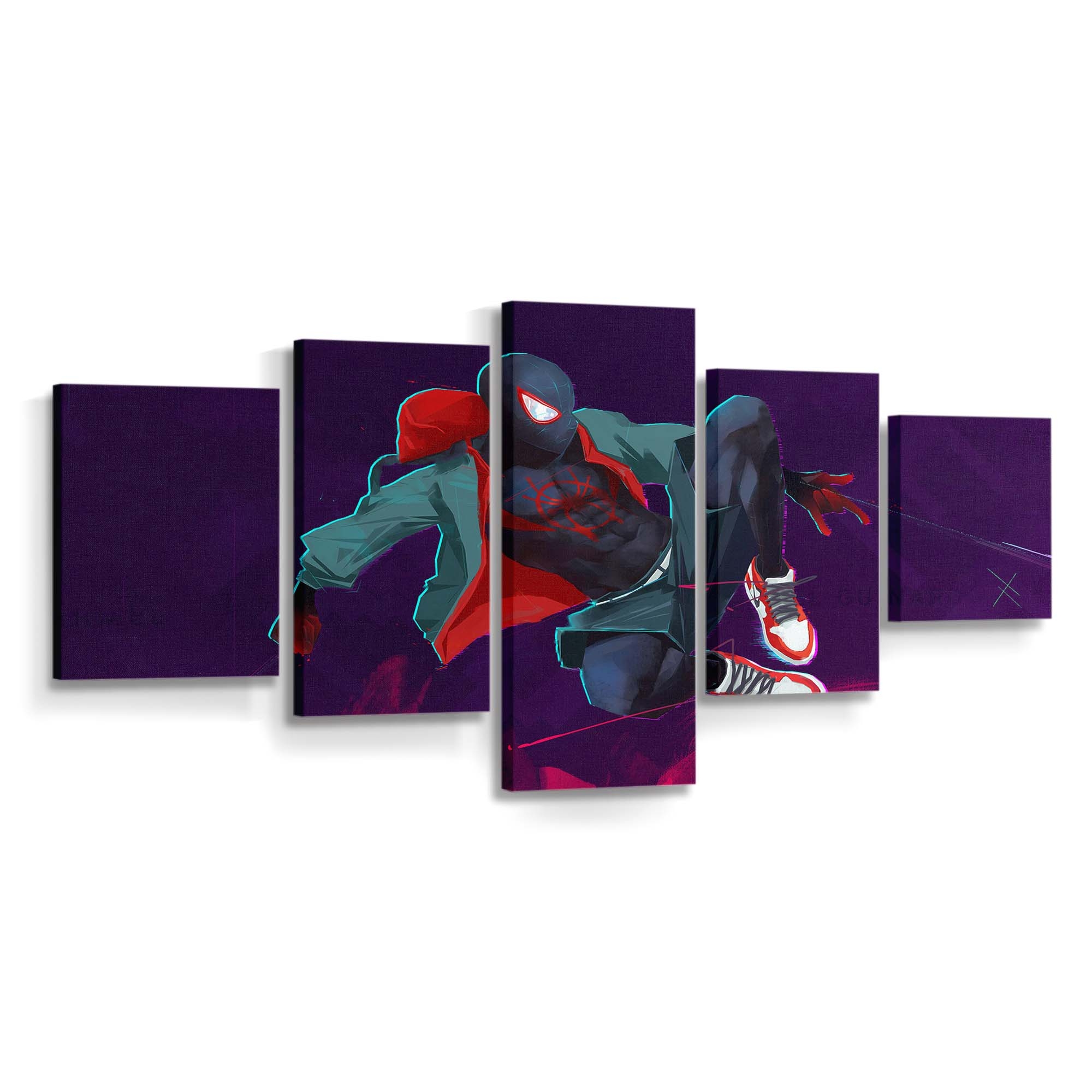 Miles Morales Jumping Art Leinwandbild - Wanddeko Spider-Man Leinwandbild