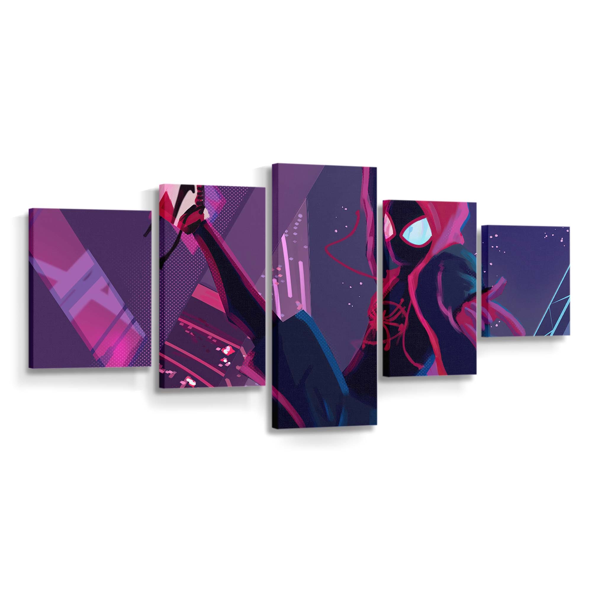 Miles Morales Spiderverse Swing Leinwandbild - Wanddeko Spider-Man Leinwandbild