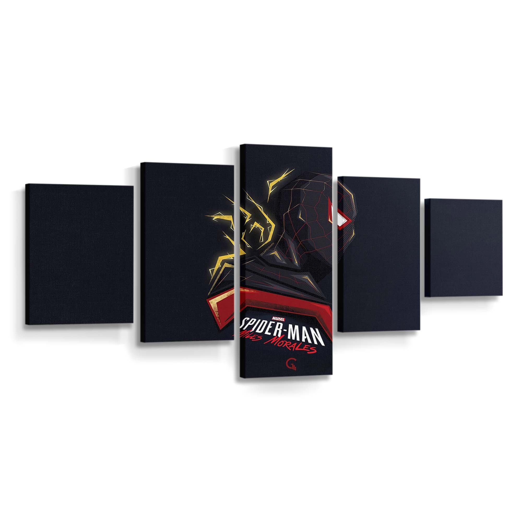 Spider Man Miles Morales Minimal Art Leinwandbild - Wanddeko Spider-Man Leinwandbild