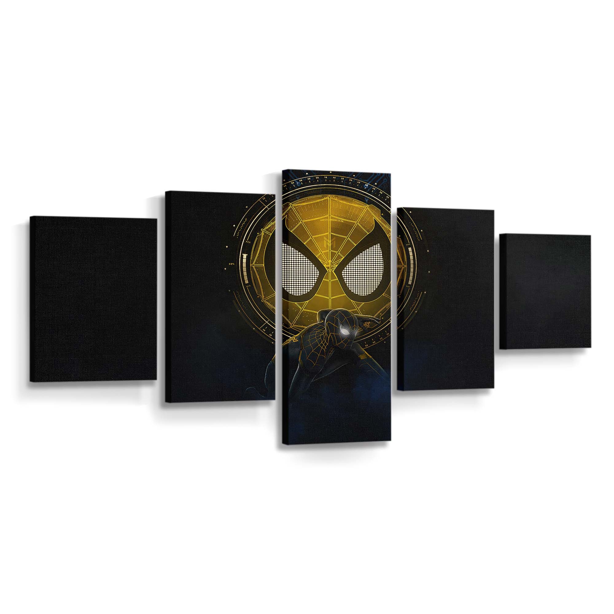 Spider Man: No Way Home Gold Black Suit Leinwandbild - Wanddeko Spider-Man Leinwandbild