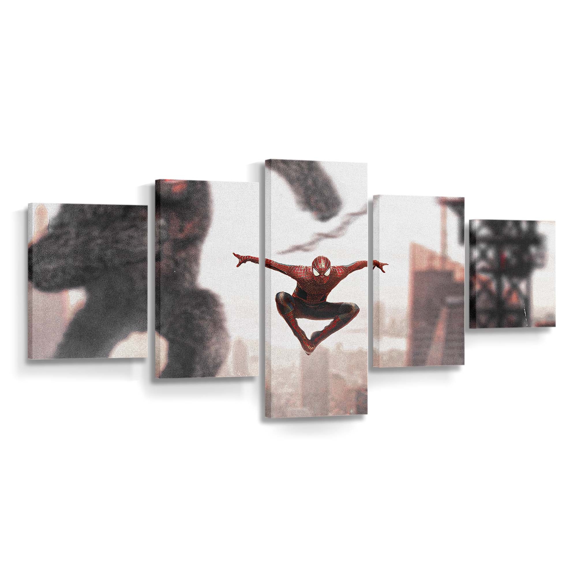 Spider Man gegen Godzilla Leinwandbild - Wanddeko Spider-Man Leinwandbild