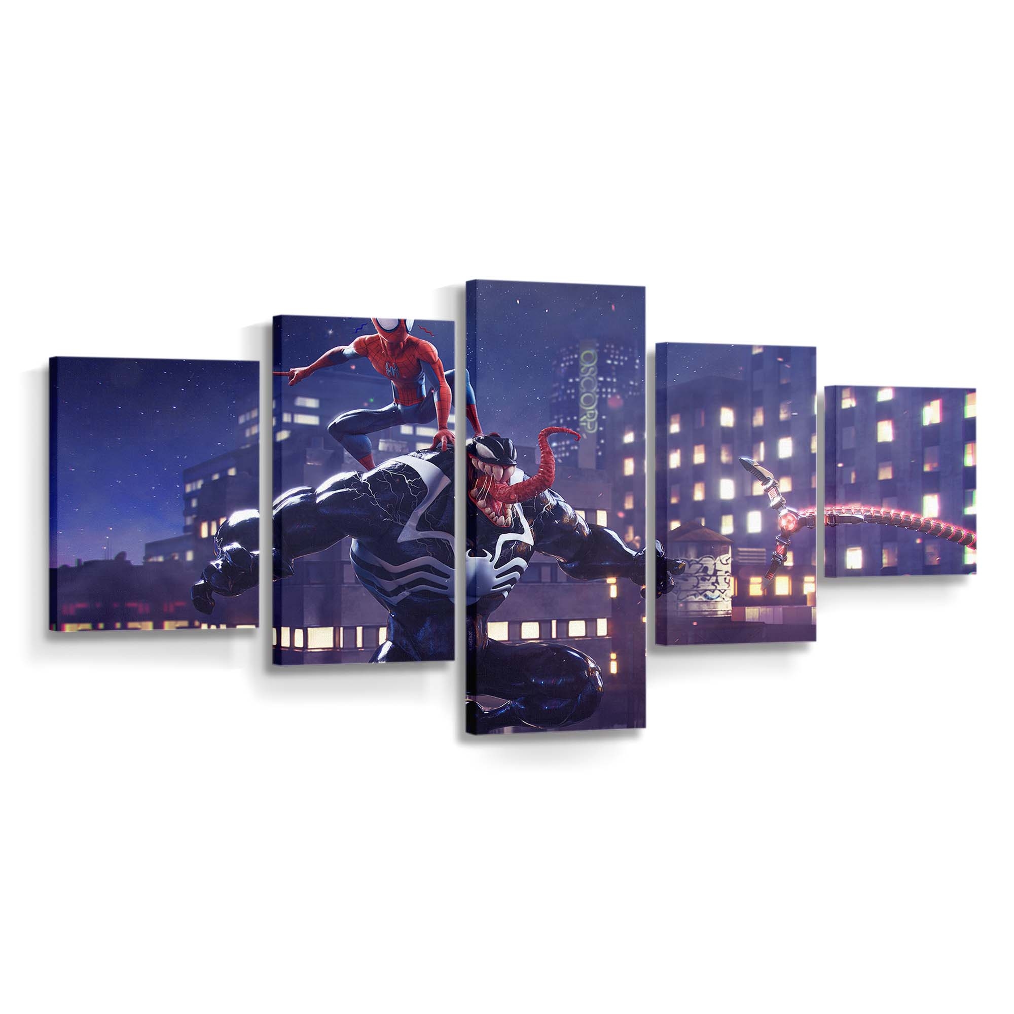 Spider Man gegen Venom Artwork Leinwandbild - Wanddeko Spider-Man Leinwandbild