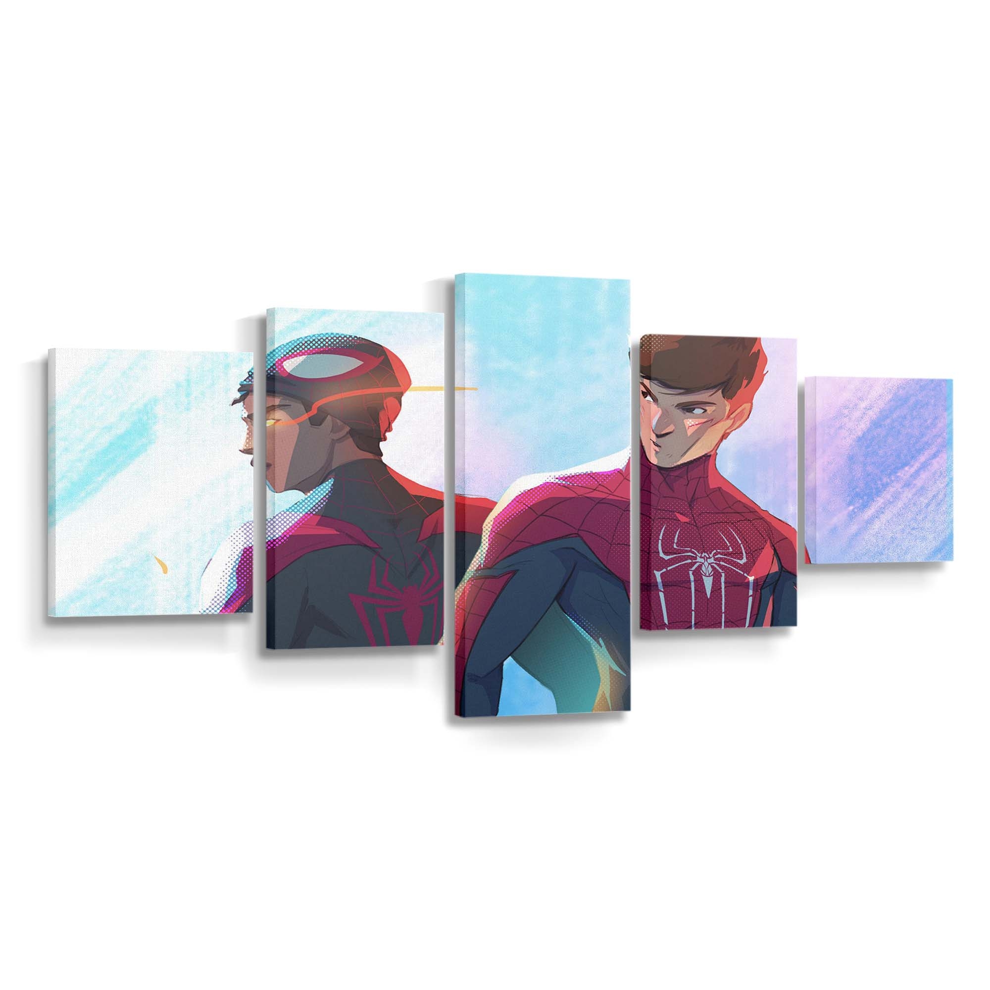 Spider Man mit Future Miles Morales Leinwandbild - Wanddeko Spider-Man Leinwandbild