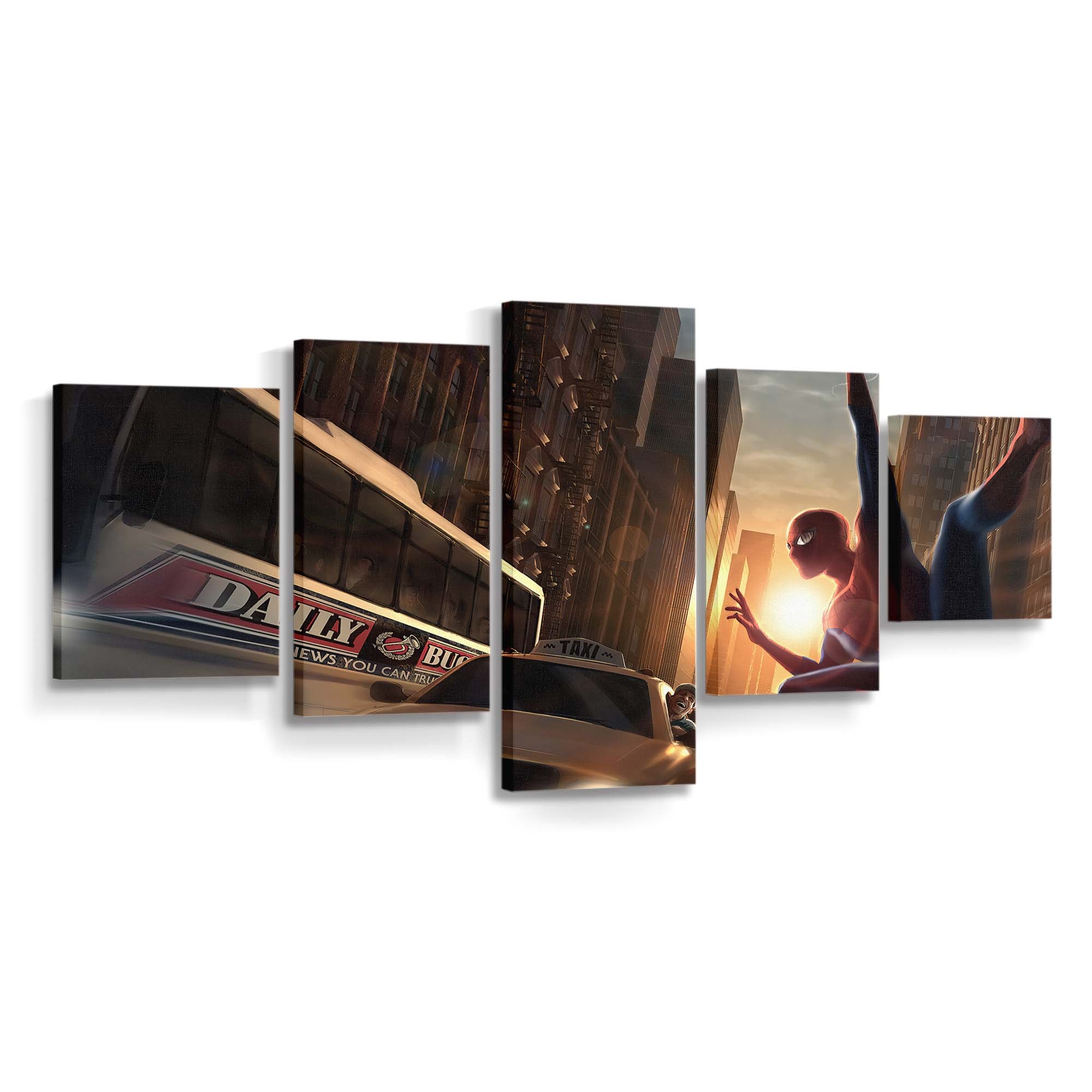 Spider Manhattan Henge Leinwandbild - Wanddeko Spider-Man Leinwandbild