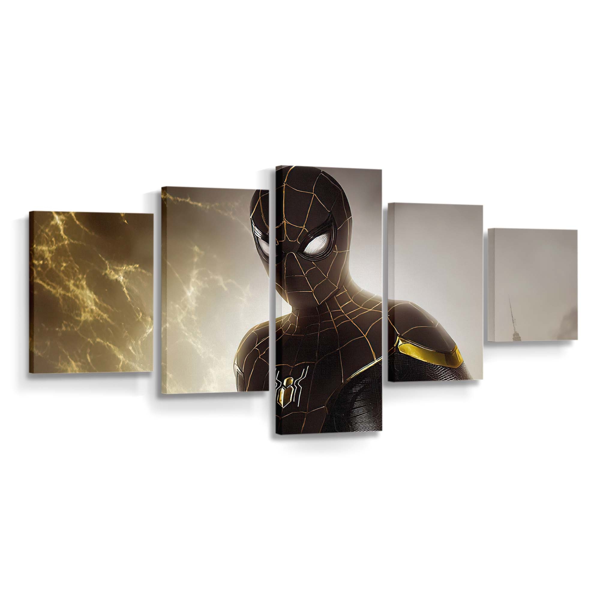 Spider New Suit Gold Leinwandbild - Wanddeko Spider-Man Leinwandbild