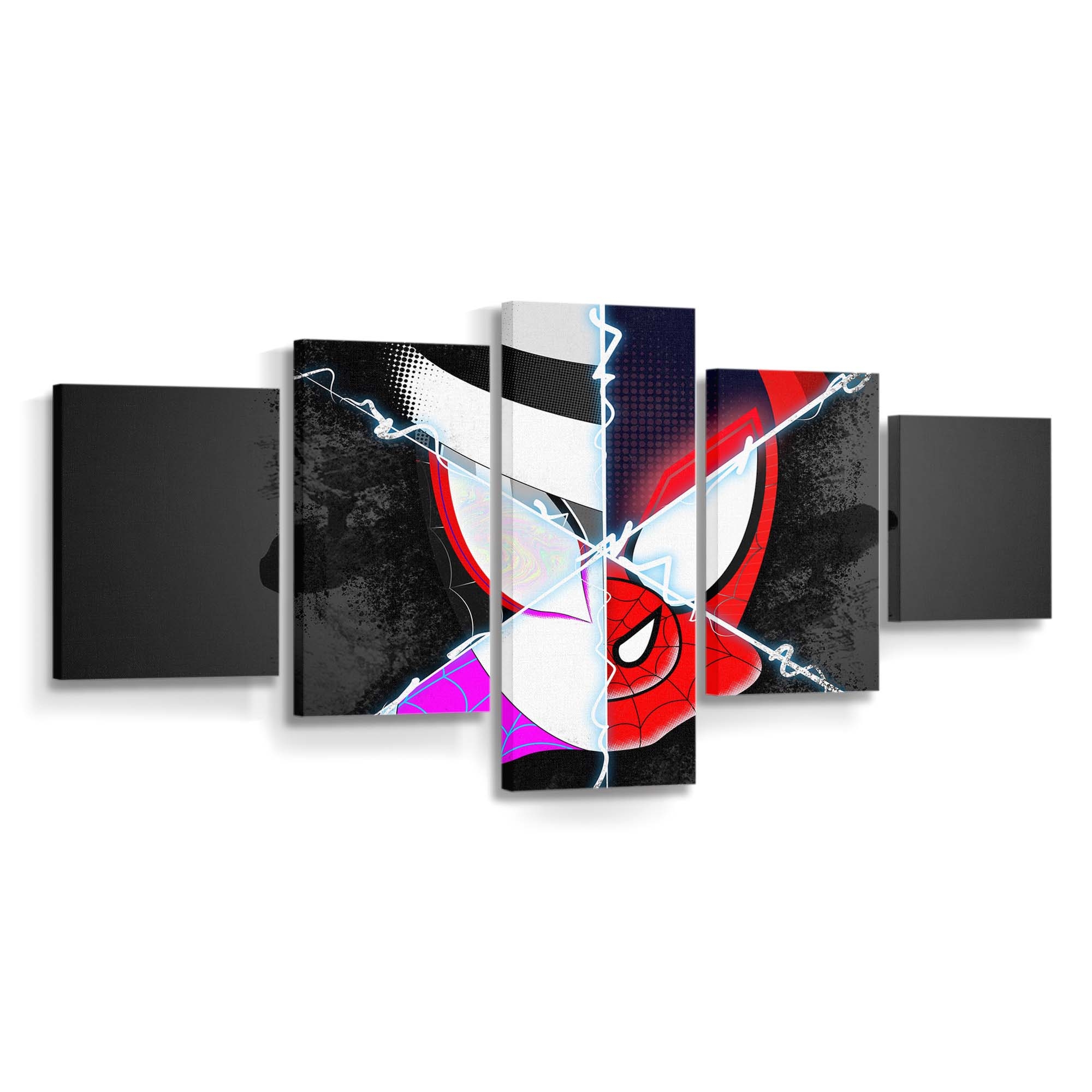 Spider Verse Spider Man Gesichter Artwork Leinwandbild - Wanddeko Spider-Man Leinwandbild