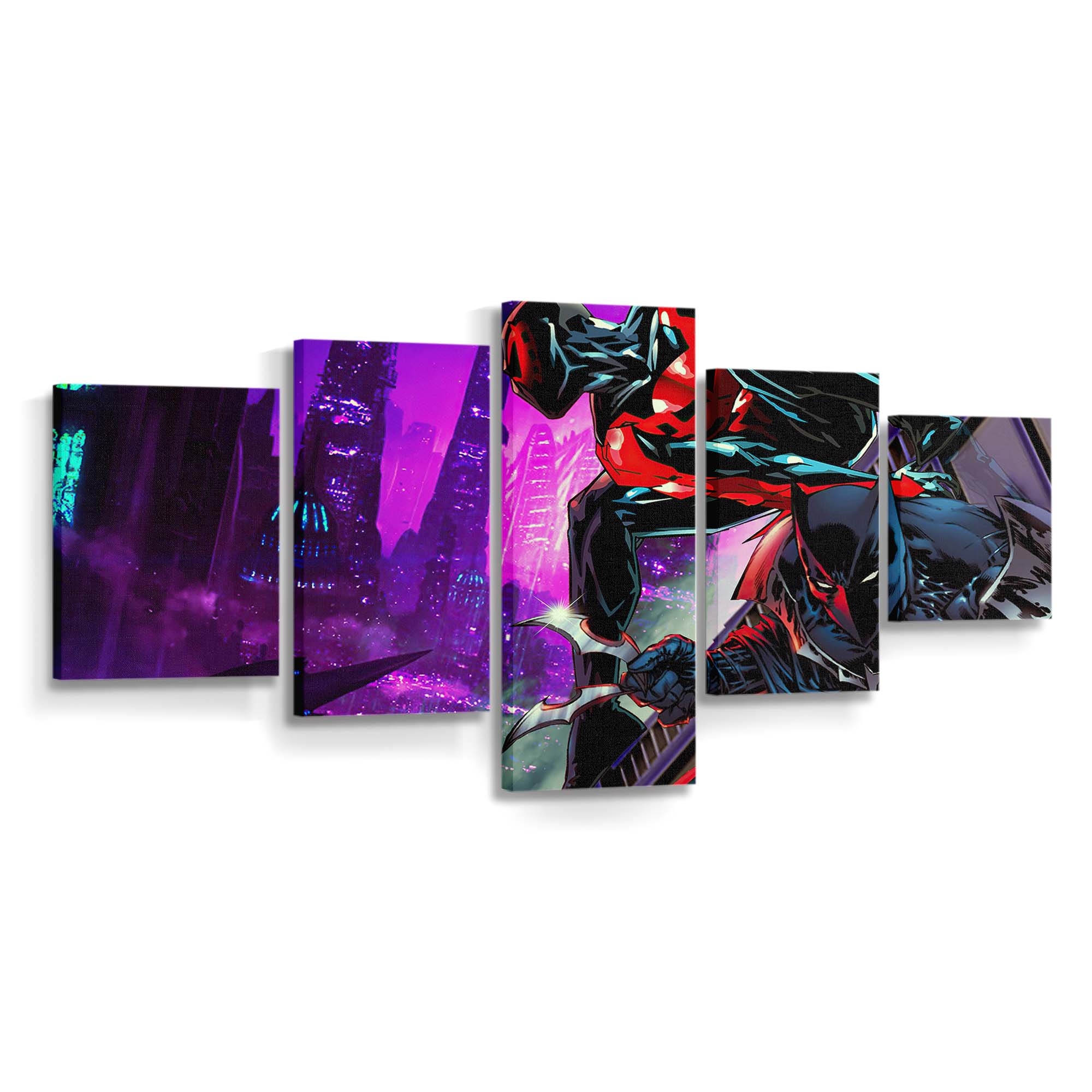 Spider Man 2099 und Batman Million Leinwandbild - Wanddeko Spider-Man Leinwandbild