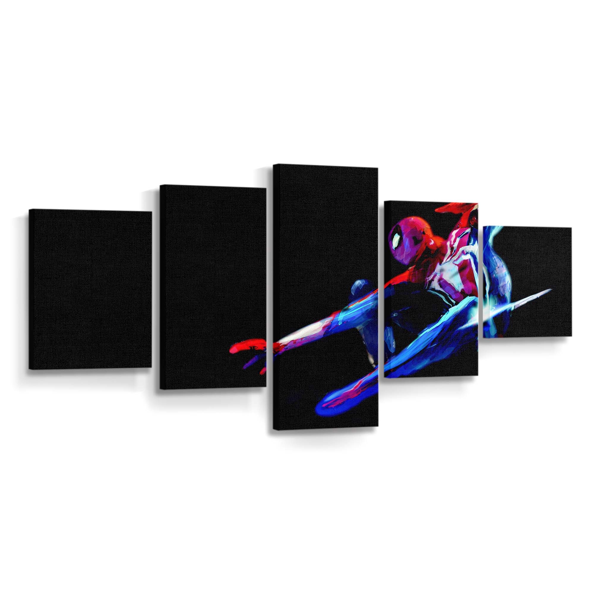 Spider Man vor schwarzem Hintergrund, minimalistisch Leinwandbild - Wanddeko Spider-Man Leinwandbild