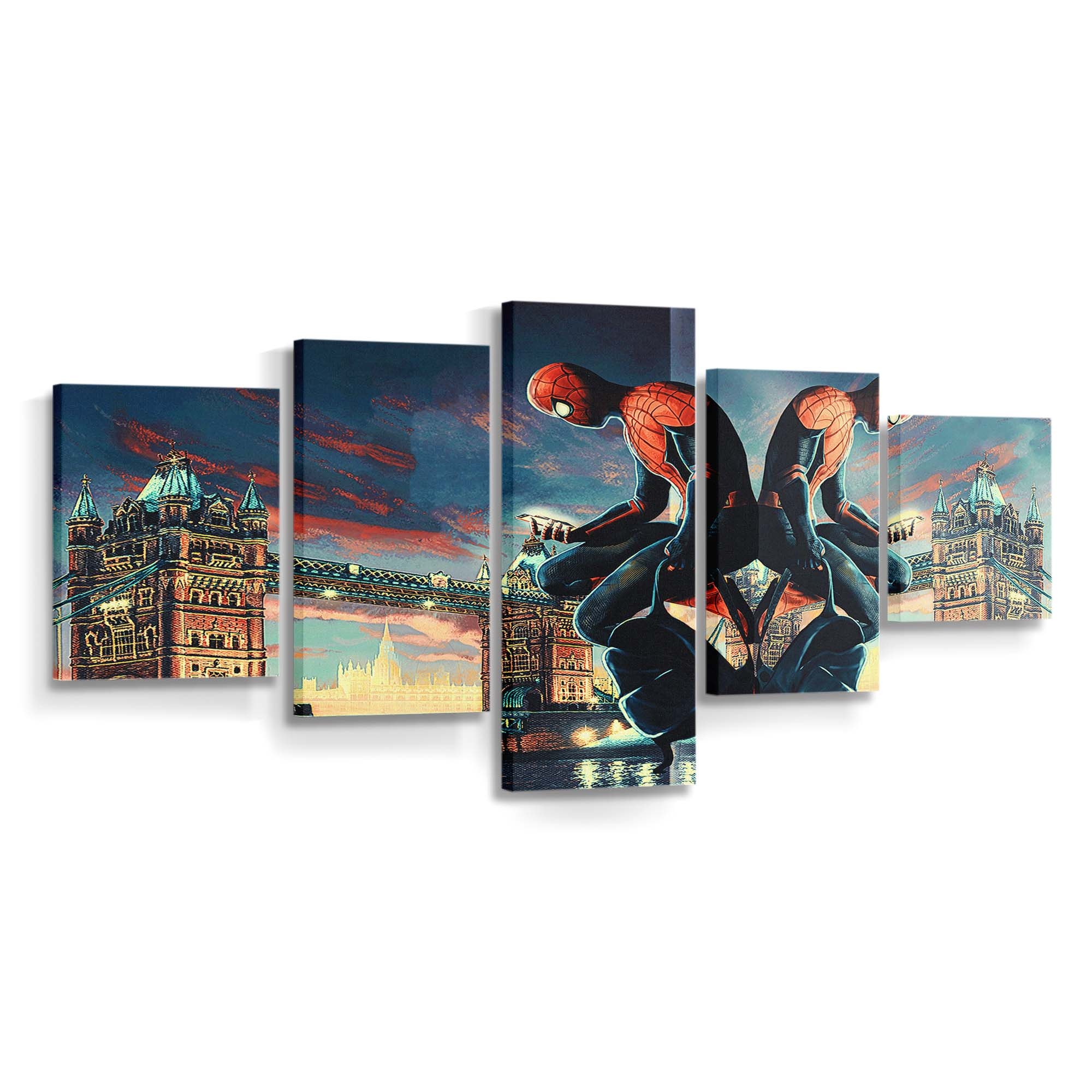 Spider Man checkt Handy Leinwandbild - Wanddeko Spider-Man Leinwandbild