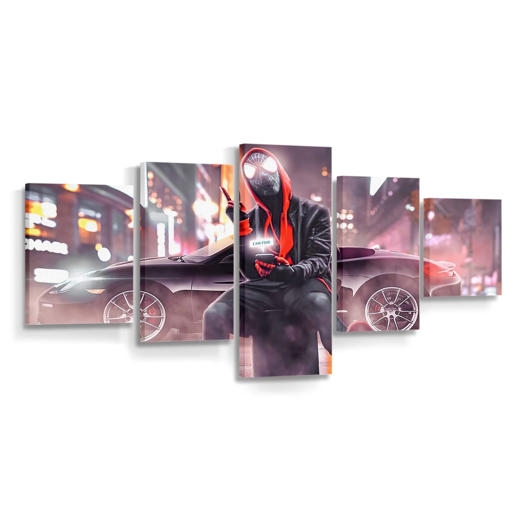 Spider Man chillt in der Stadt Leinwandbild - Wanddeko Spider-Man Leinwandbild