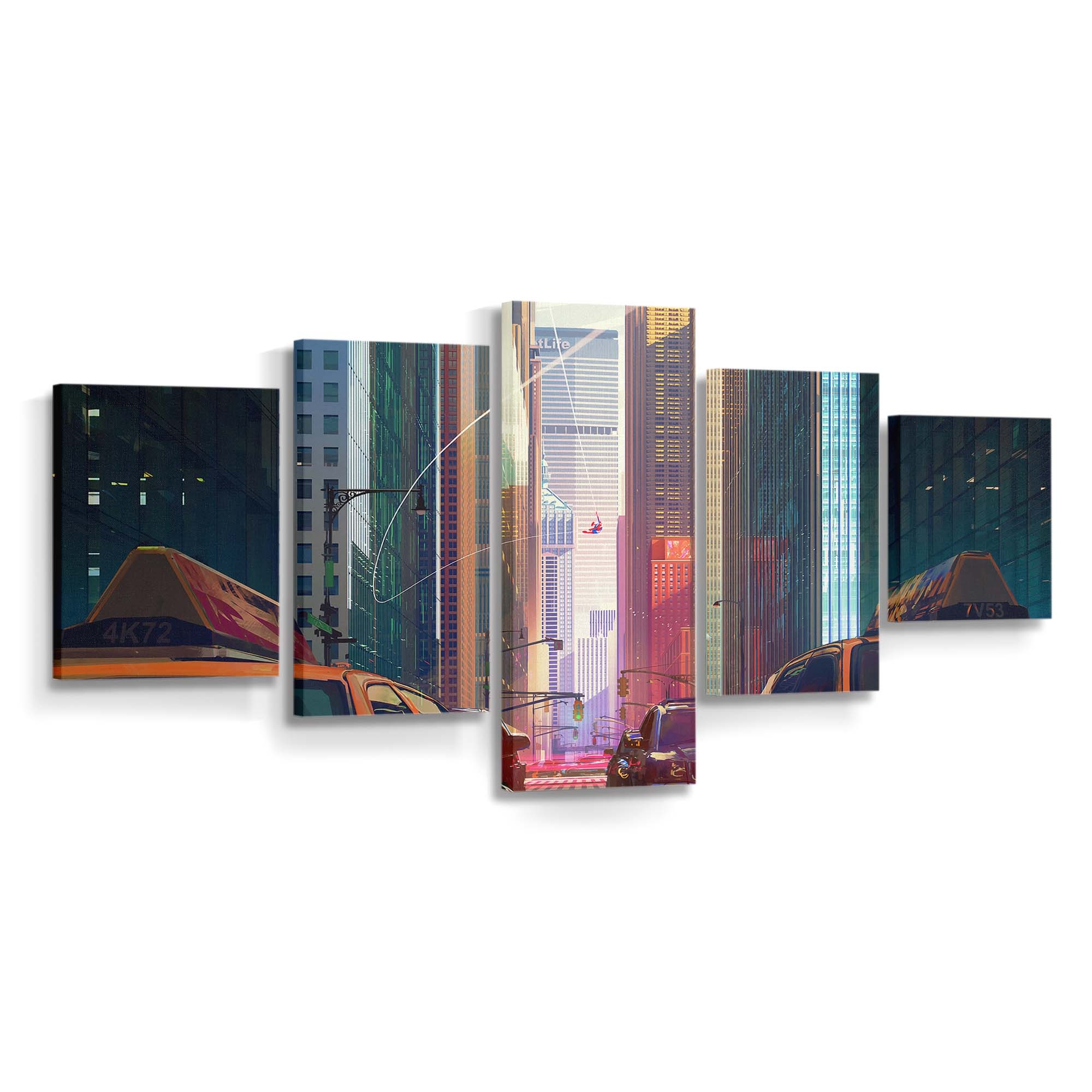 Spider Man Stadtgebäude Leinwandbild - Wanddeko Spider-Man Leinwandbild