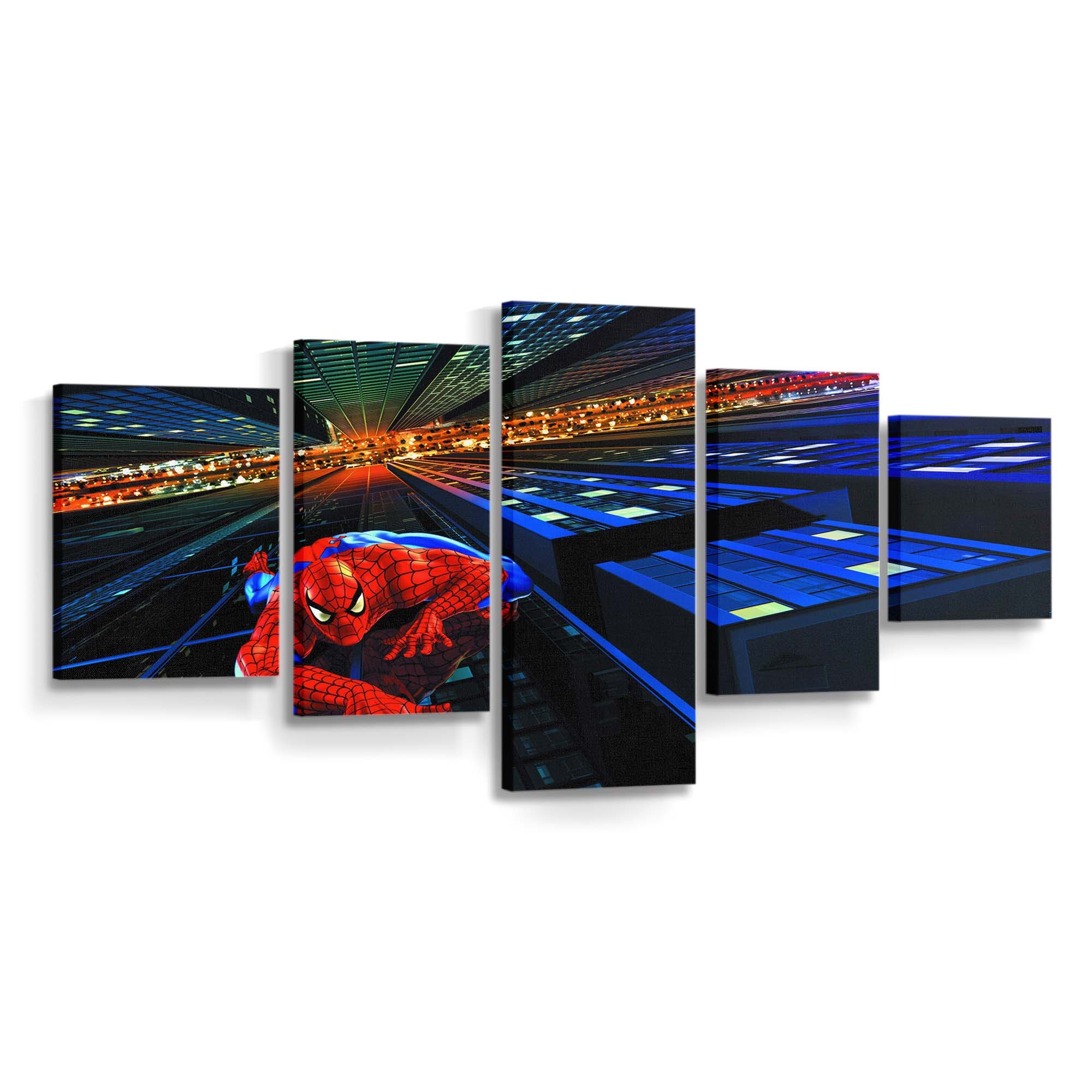 Spider Man beim Klettern auf Gebäude Digitalkunst Leinwandbild - Wanddeko Spider-Man Leinwandbild