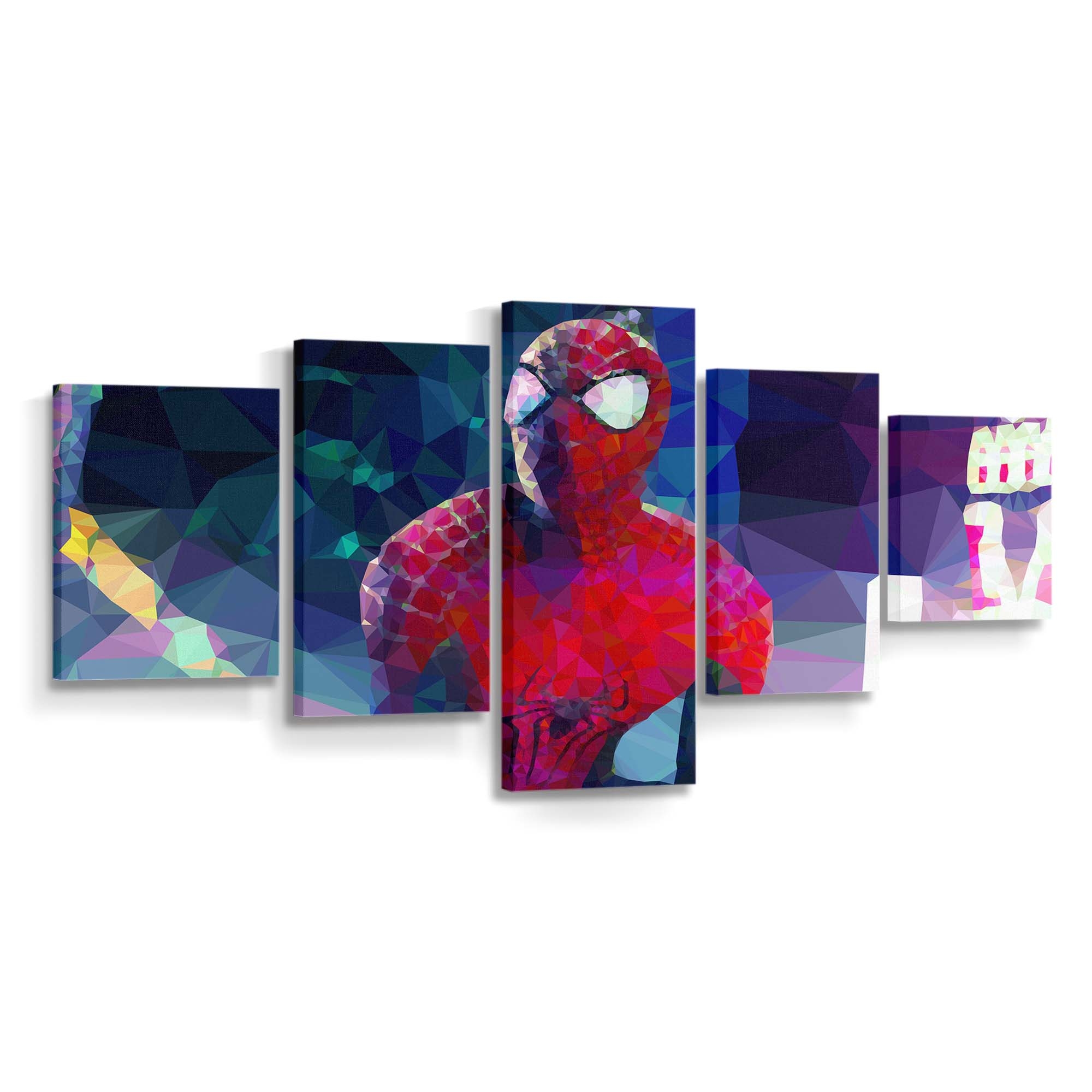 Spider Man Low Poly Arts Leinwandbild - Wanddeko Spider-Man Leinwandbild