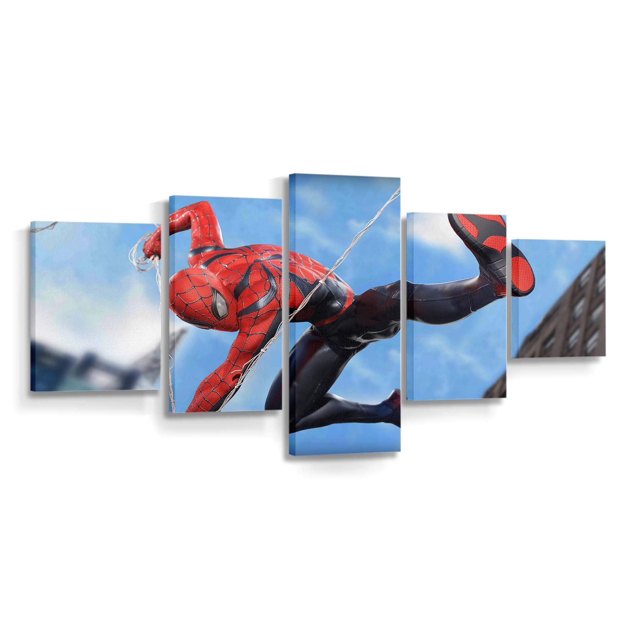 Spider Man Miles Morales Kick Leinwandbild - Wanddeko Spider-Man Leinwandbild