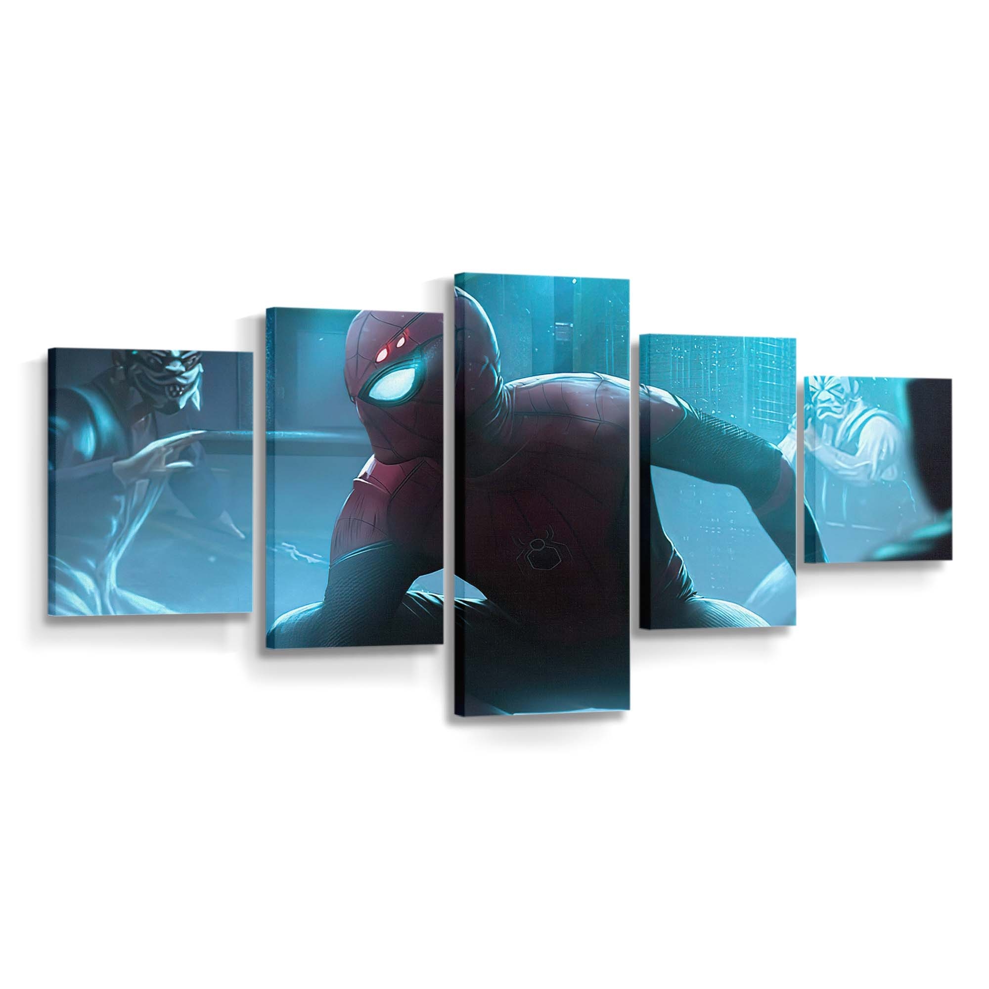 Spider Man Neon Glowing World Leinwandbild - Wanddeko Spider-Man Leinwandbild