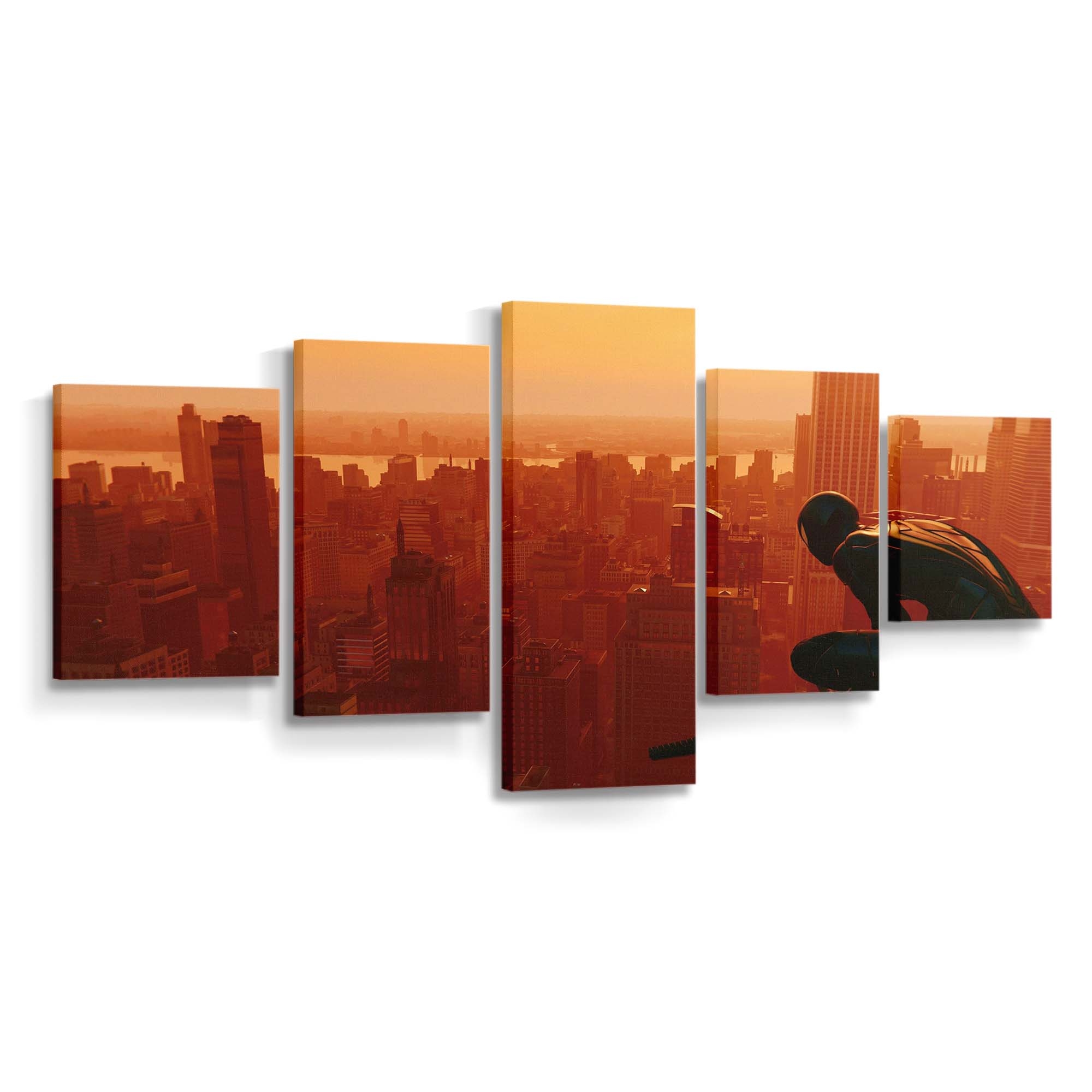 Spider Man über der Stadt Leinwandbild - Wanddeko Spider-Man Leinwandbild