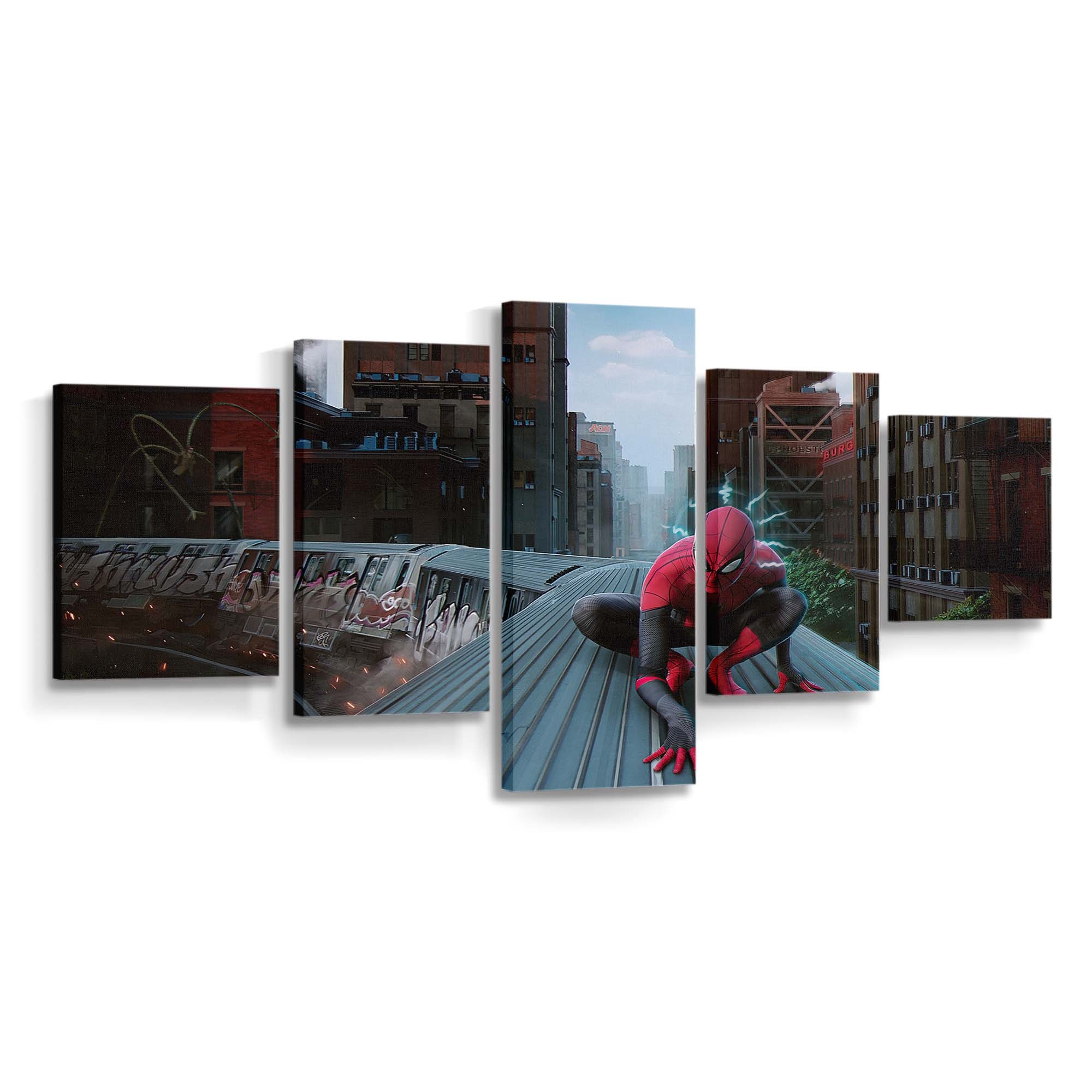 Spider Man Zug Leinwandbild - Wanddeko Spider-Man Leinwandbild