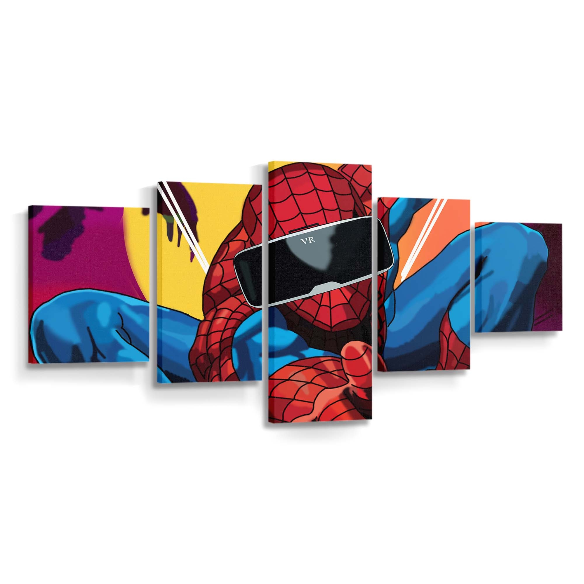 Spider Man mit VR Headset Leinwandbild - Wanddeko Spider-Man Leinwandbild
