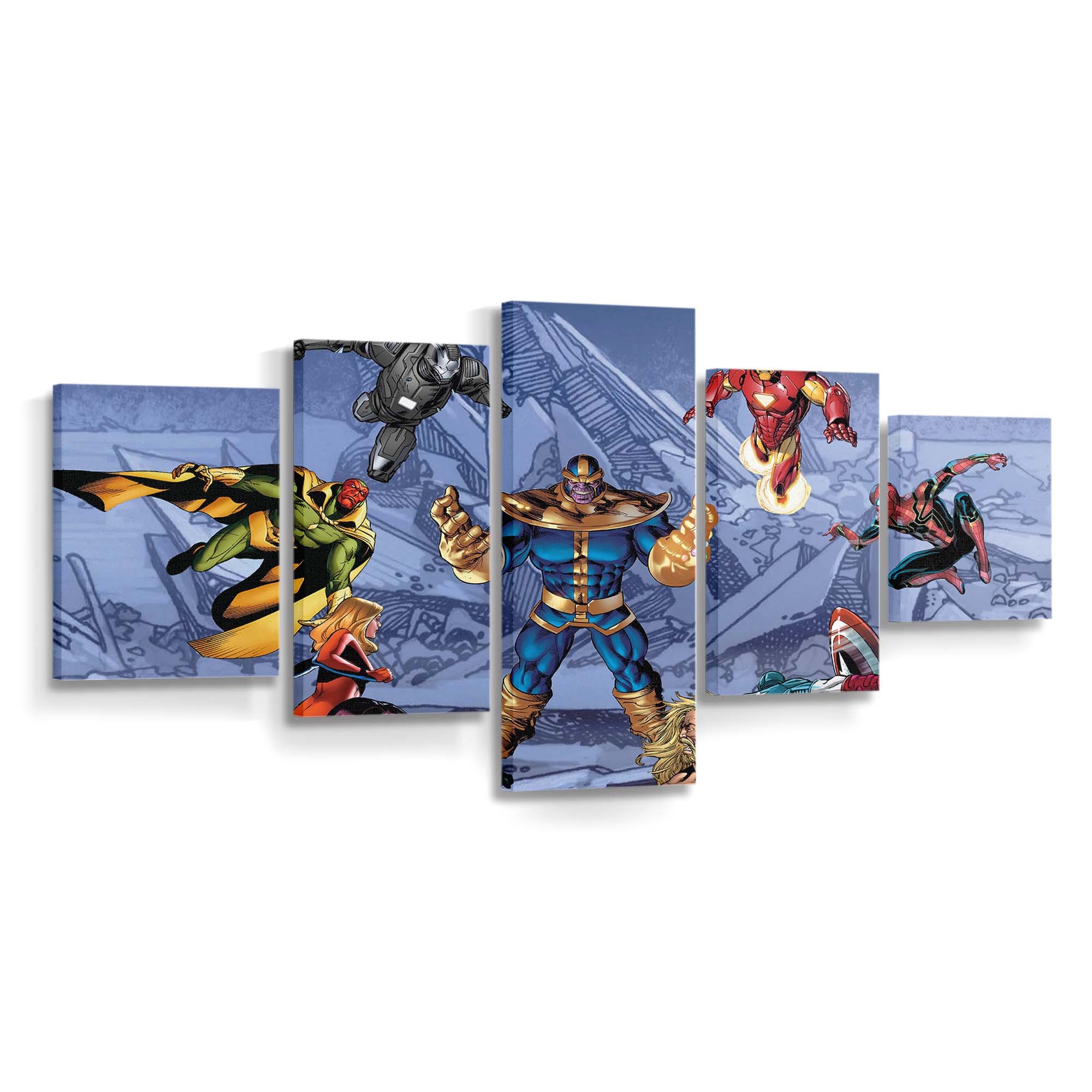 Thanos gegen Superhelden Leinwandbild - Wanddeko Spider-Man Leinwandbild