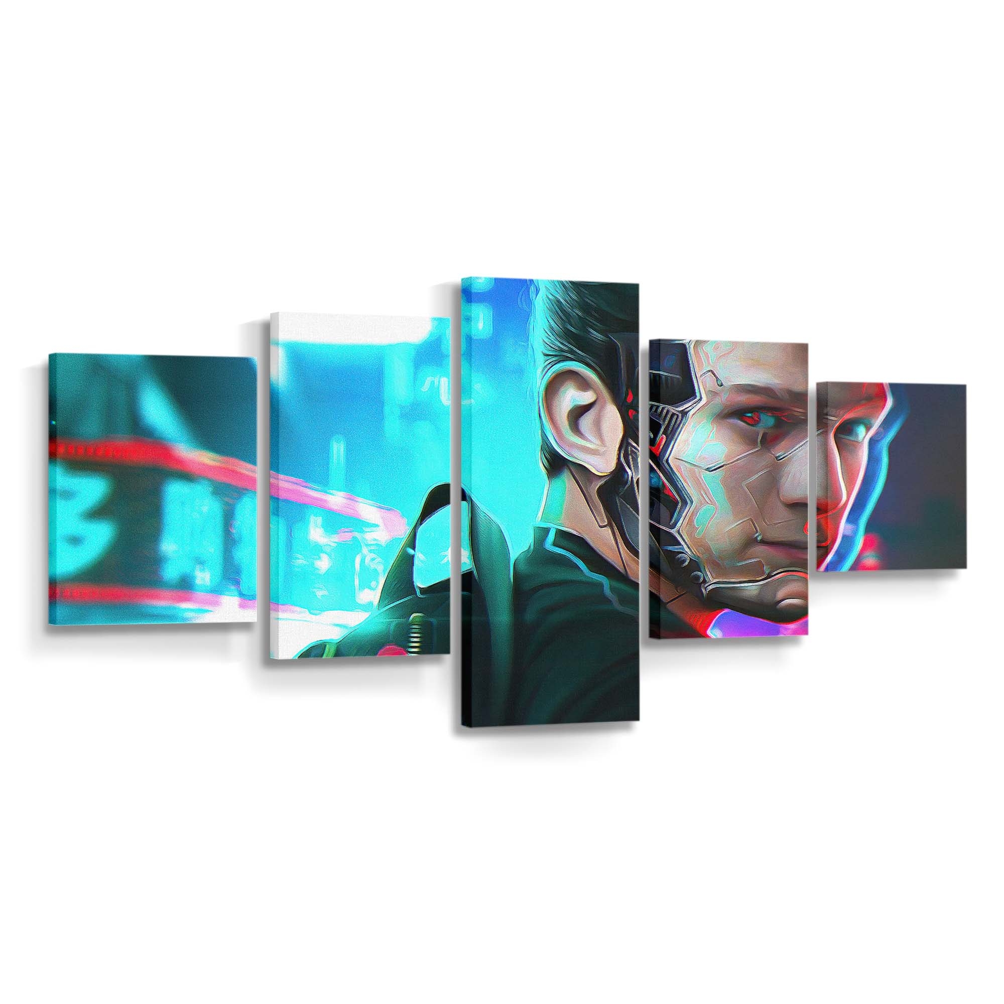 Tom Holland im Cyberpunk Stil Leinwandbild - Wanddeko Spider-Man Leinwandbild
