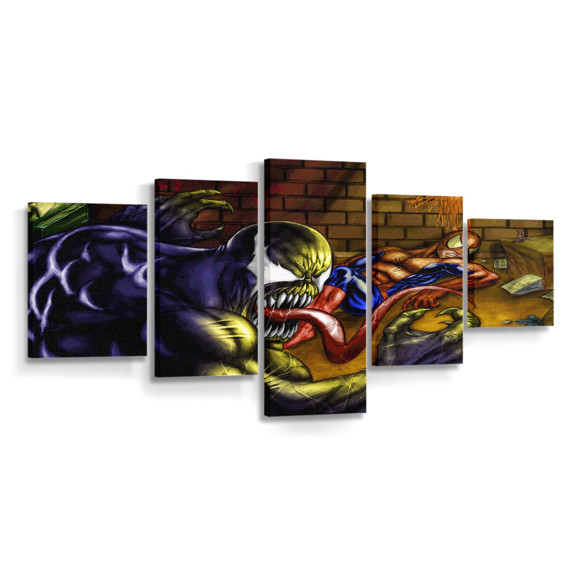 Venom gegen Spider Man Leinwandbild - Wanddeko Spider-Man Leinwandbild