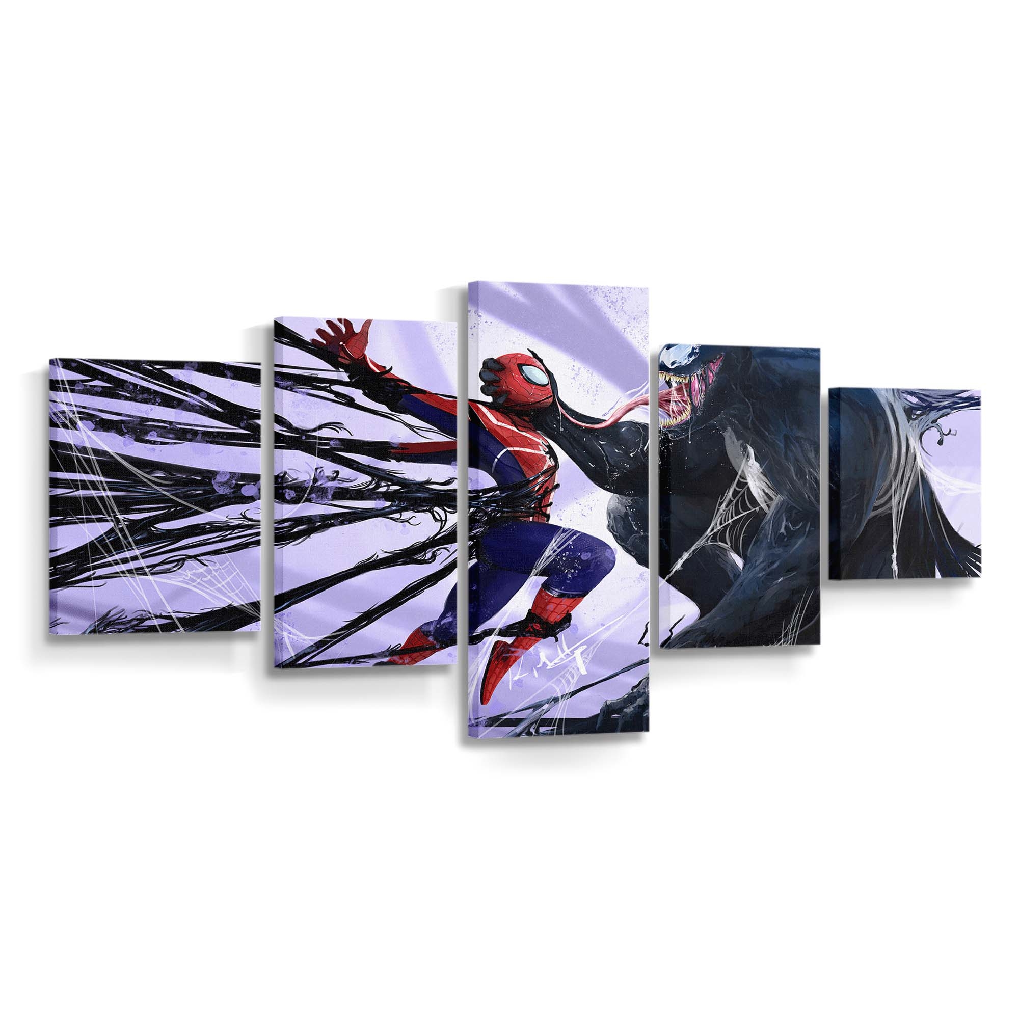 Venom gegen Spider Man 2 Leinwandbild - Wanddeko Spider-Man Leinwandbild