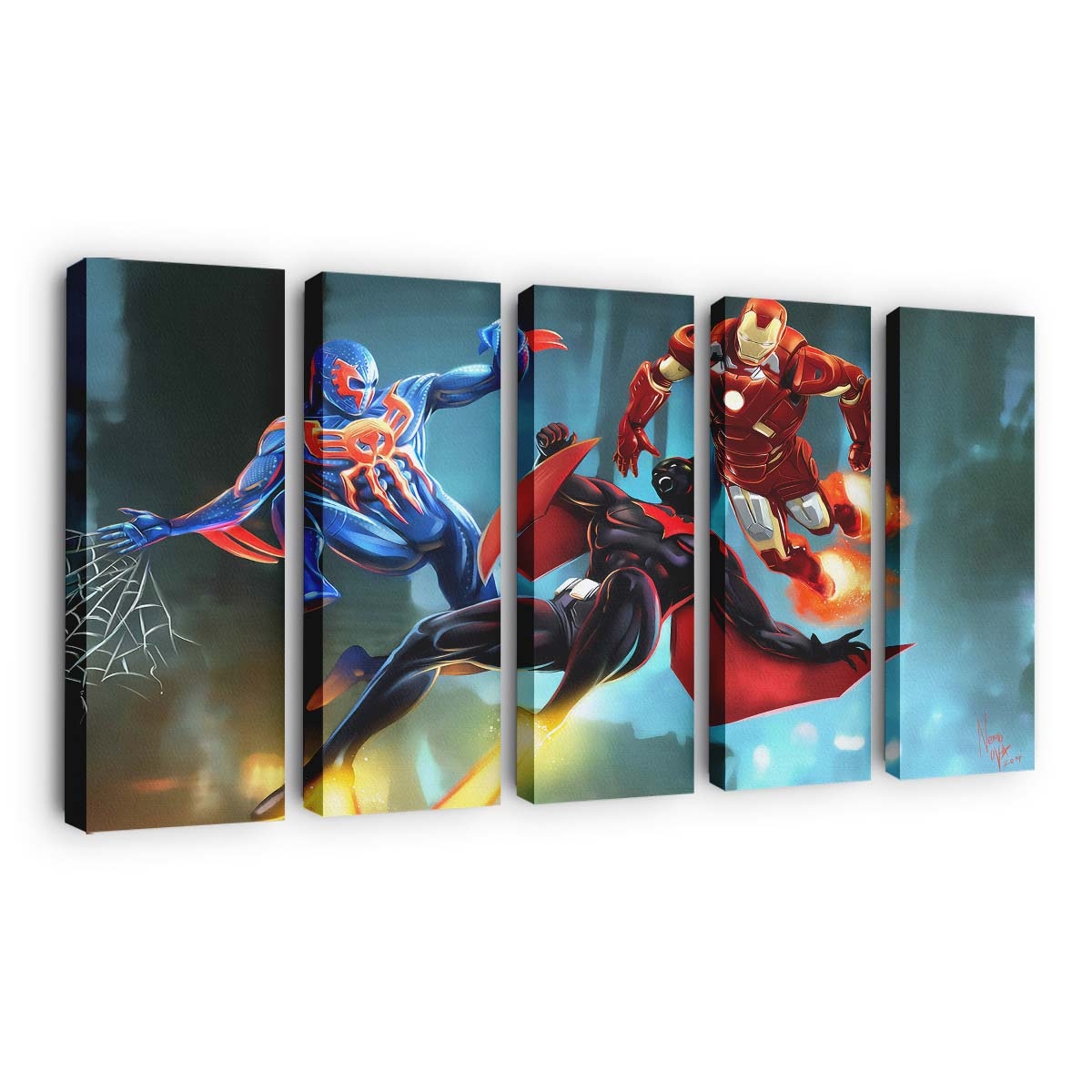 Batman Beyond Spider Man 2099 Iron Man Leinwandbild - Wanddeko