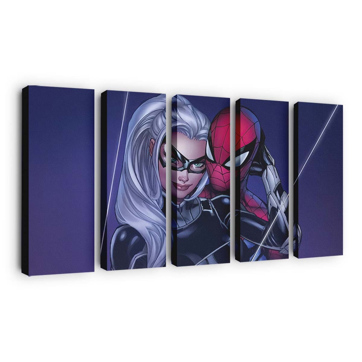 Black Cat und Spider Man Leinwandbild - Wanddeko