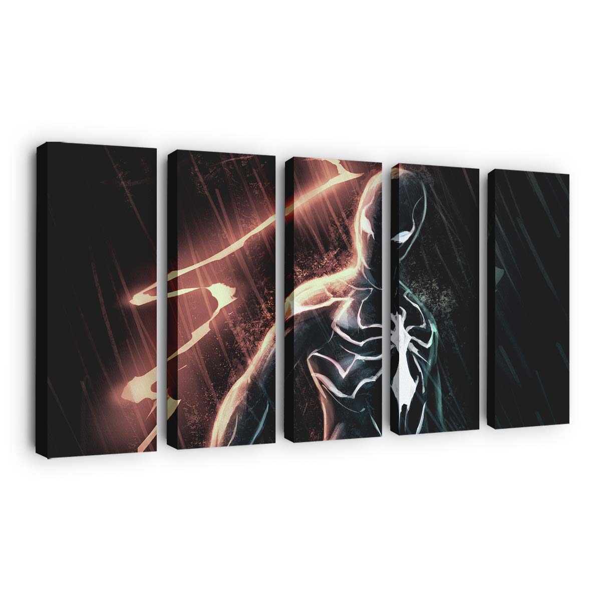 Schwarzer Spider Man in der Dunkelheit Leinwandbild - Wanddeko