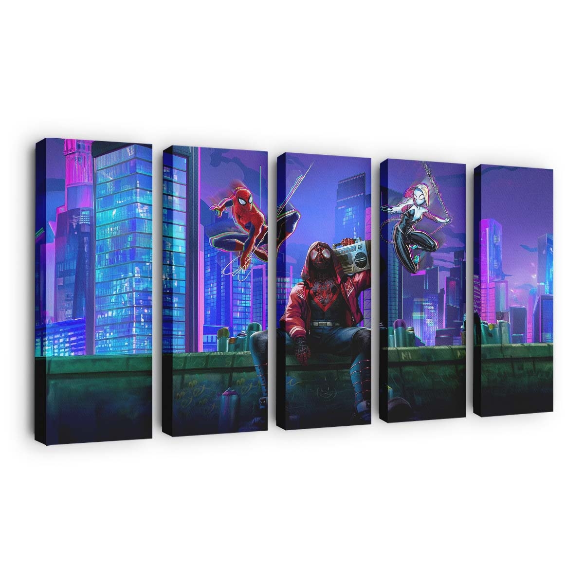 Miles Morales und Gwen Stacy Epische Partnerschaft Leinwandbild - Wanddeko
