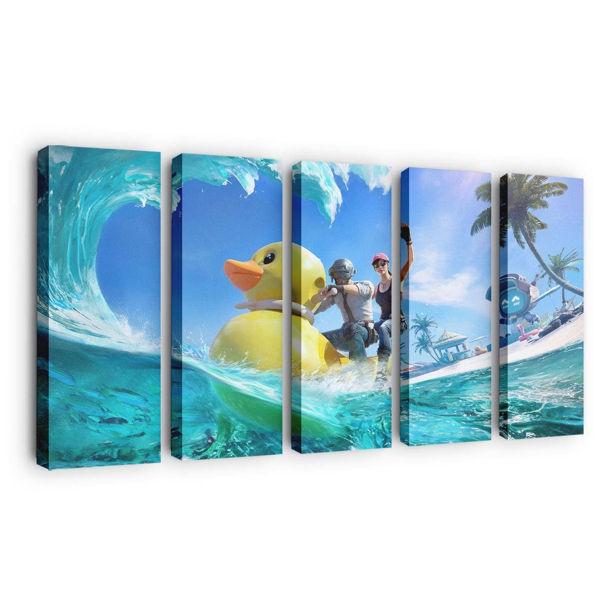 Pubg Helmeted Duo Jet Skiing Into Thrills Leinwandbild - Wanddeko