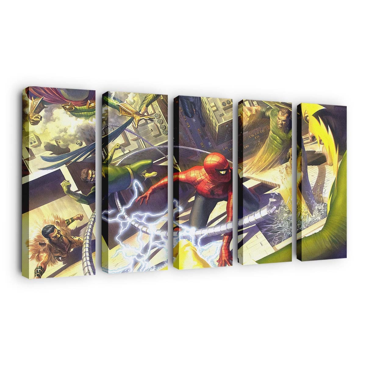 Spider Man gegen Sinister Six Leinwandbild - Wanddeko