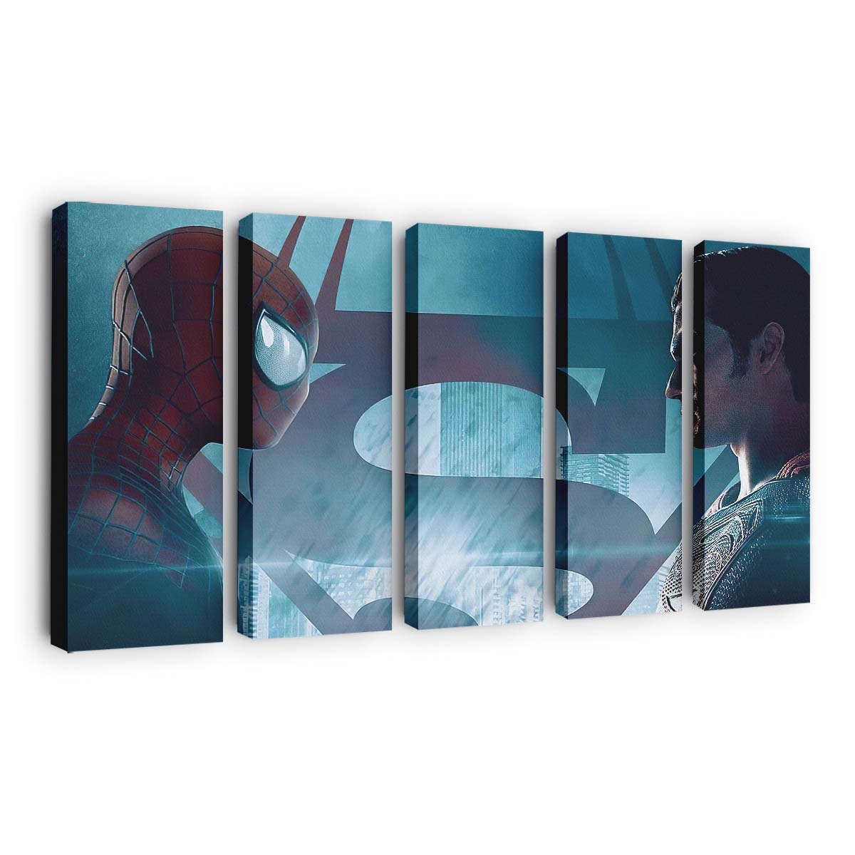 Spider Man gegen Superman Leinwandbild - Wanddeko