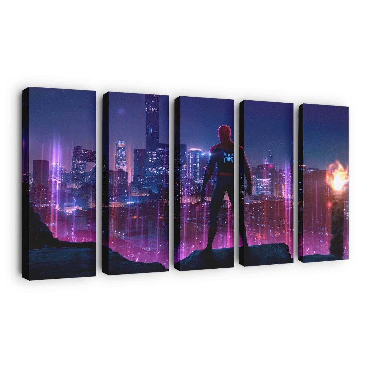 Spider Man wacht über Queens Leinwandbild - Wanddeko