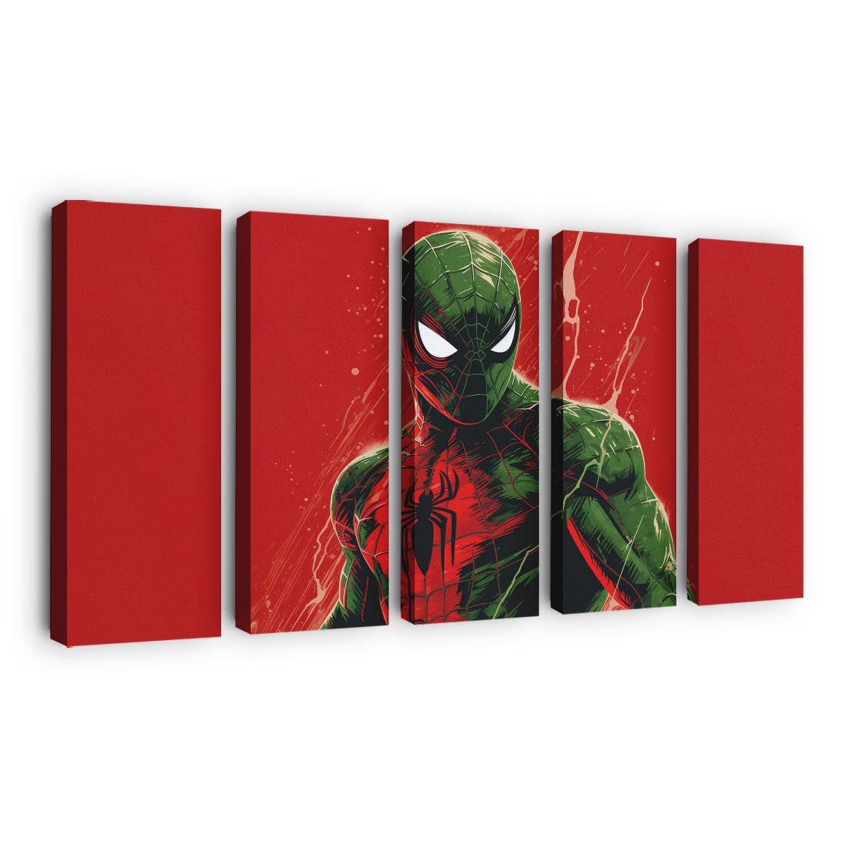 Spider Man mit auffälligem rotem Logo Leinwandbild - Wanddeko