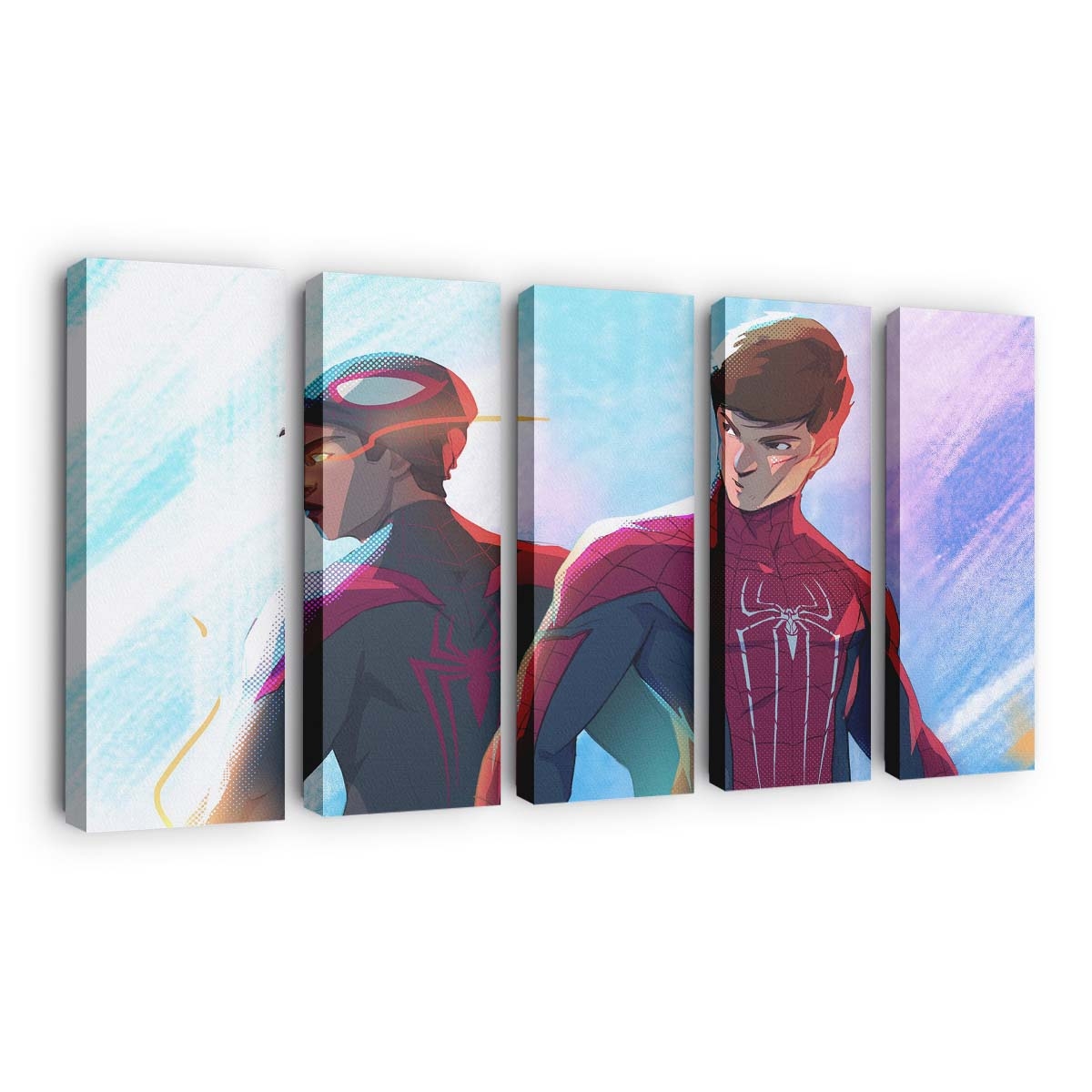 Spider Man mit Future Miles Morales Leinwandbild - Wanddeko