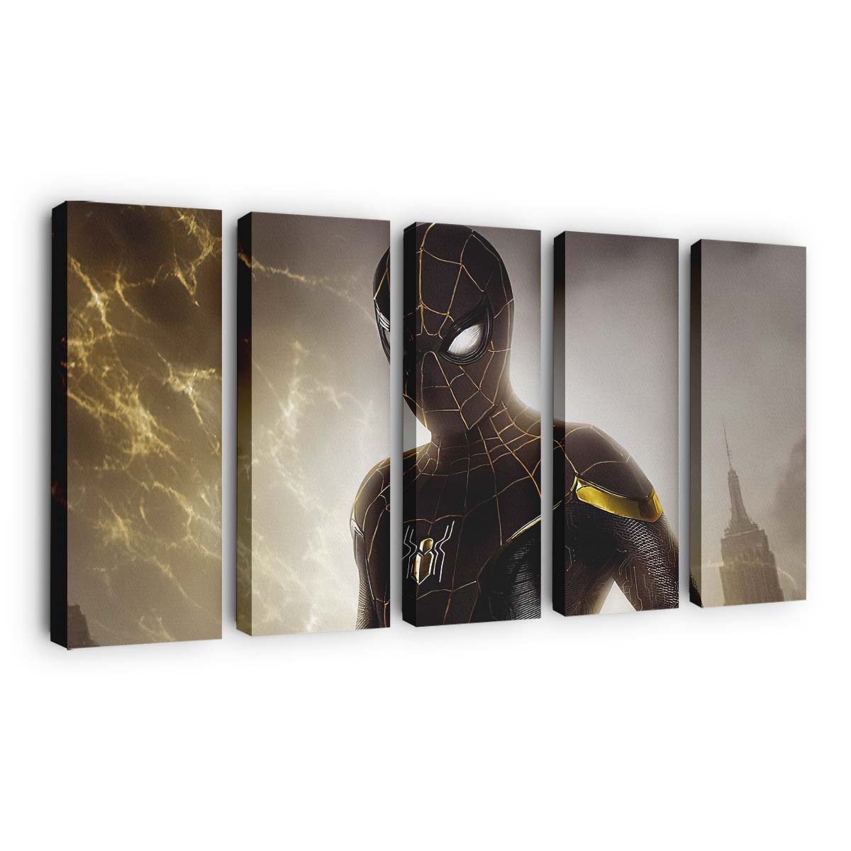 Spider New Suit Gold Leinwandbild - Wanddeko