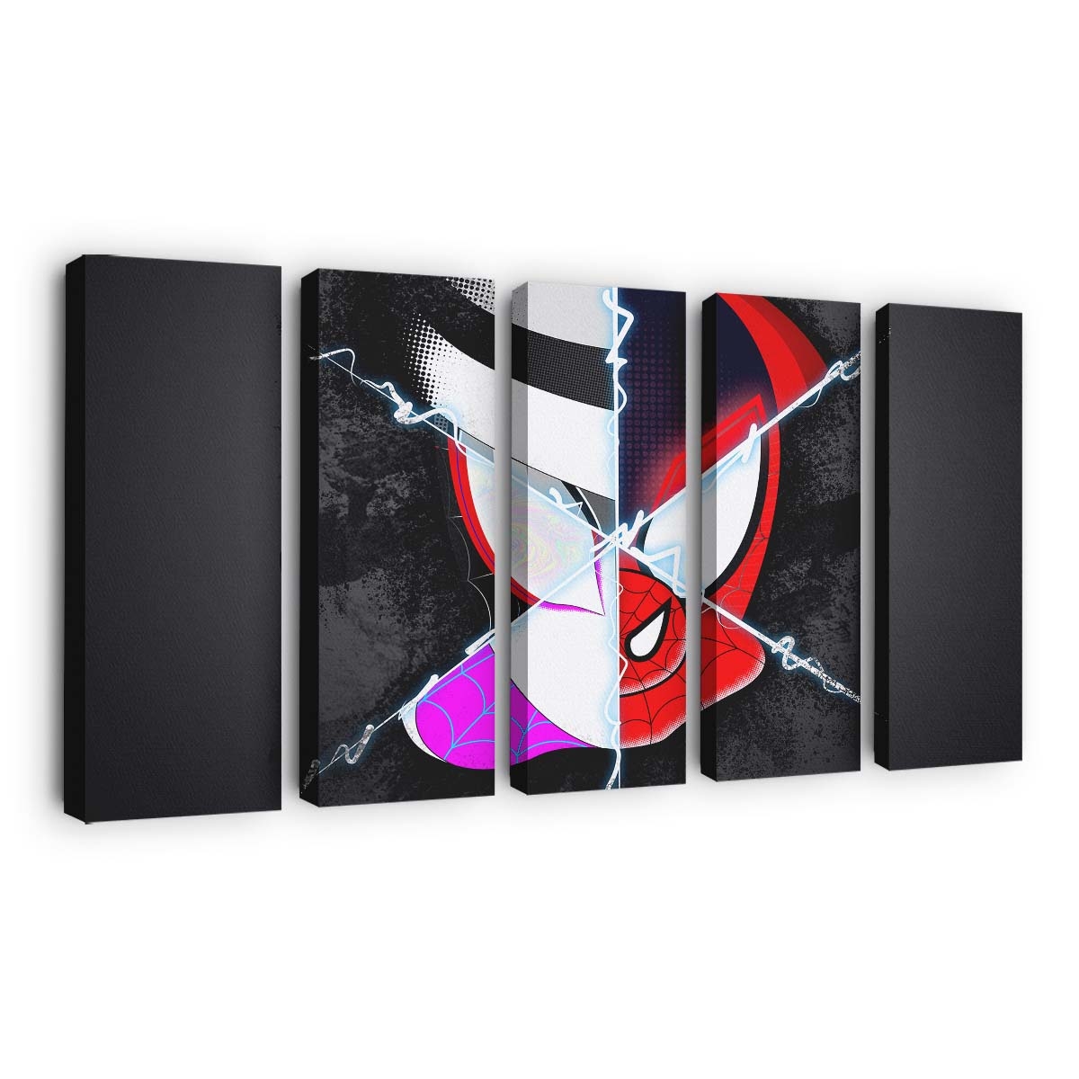 Spider Verse Spider Man Gesichter Artwork Leinwandbild - Wanddeko