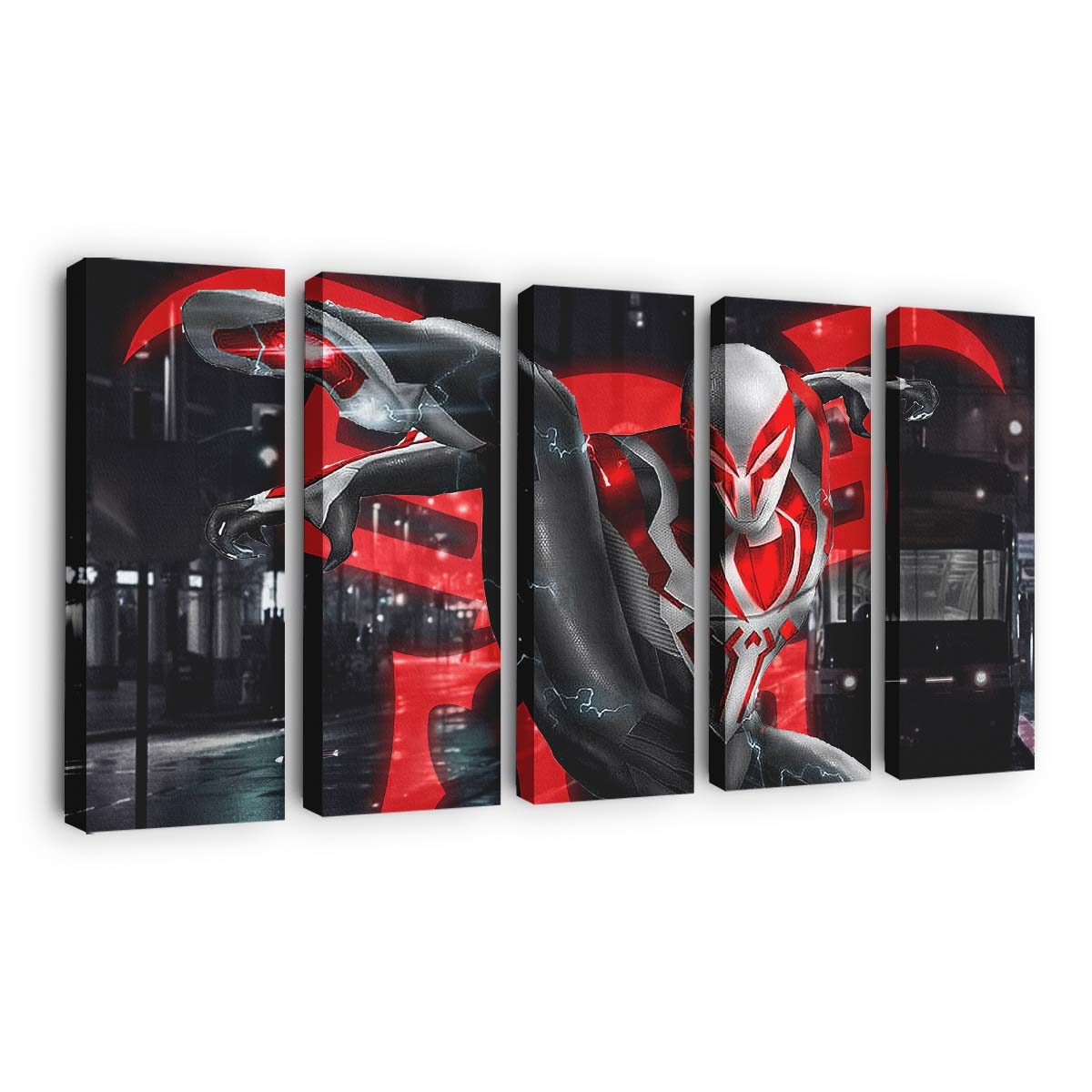Spider Man 2099 White Neon Leinwandbild - Wanddeko