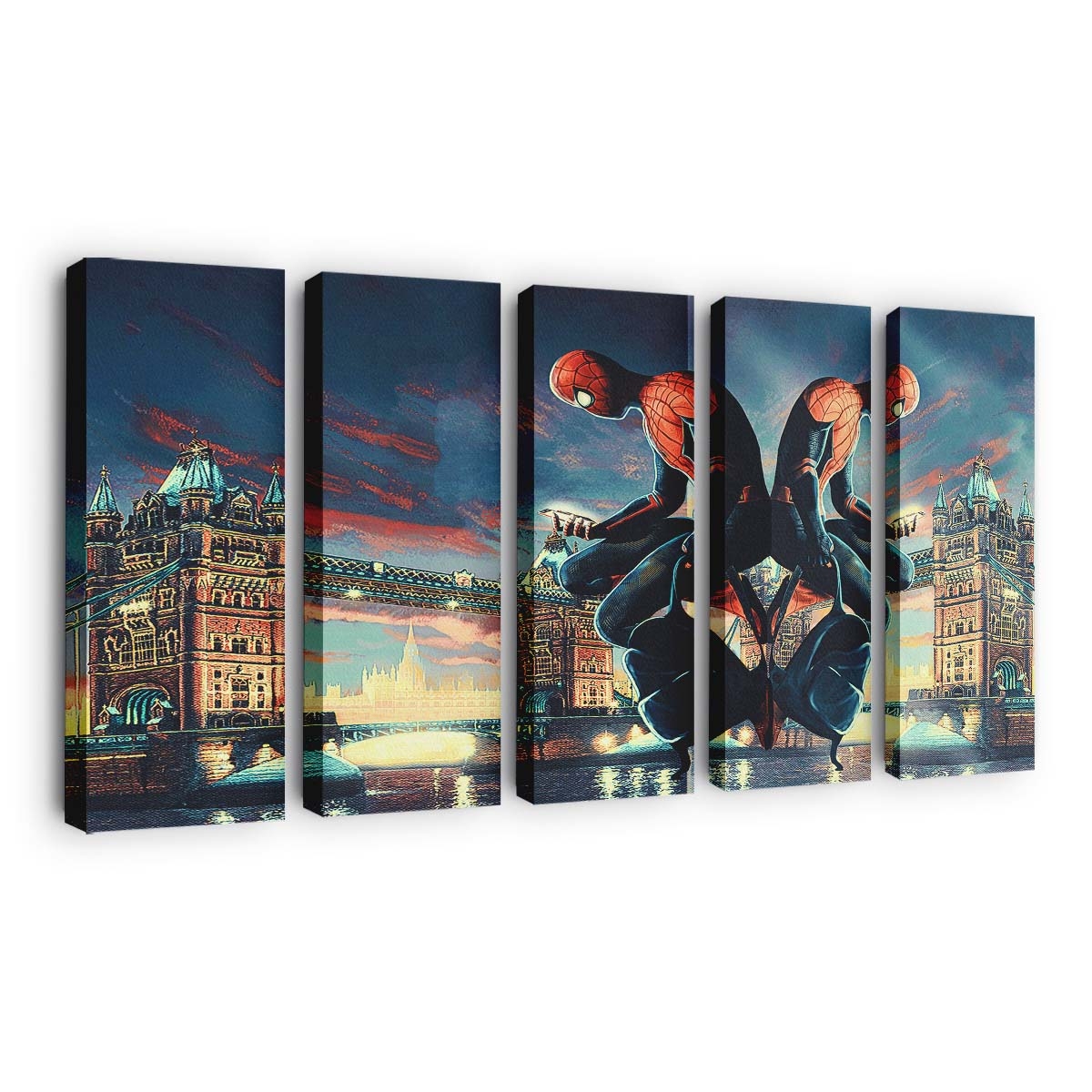 Spider Man checkt Handy Leinwandbild - Wanddeko